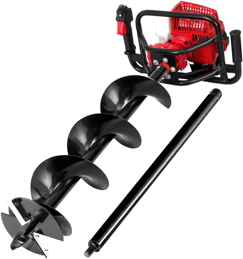 Giantz Post Hole Digger 63Cc Electric Garden Auger Ground Drill Bit Set Power Tools Hand Tool Gardening Accessories Gifts for Seedlings, Flowers Plant Fence Extension, 180Cm Depth and 200Mm Diameter image number 2