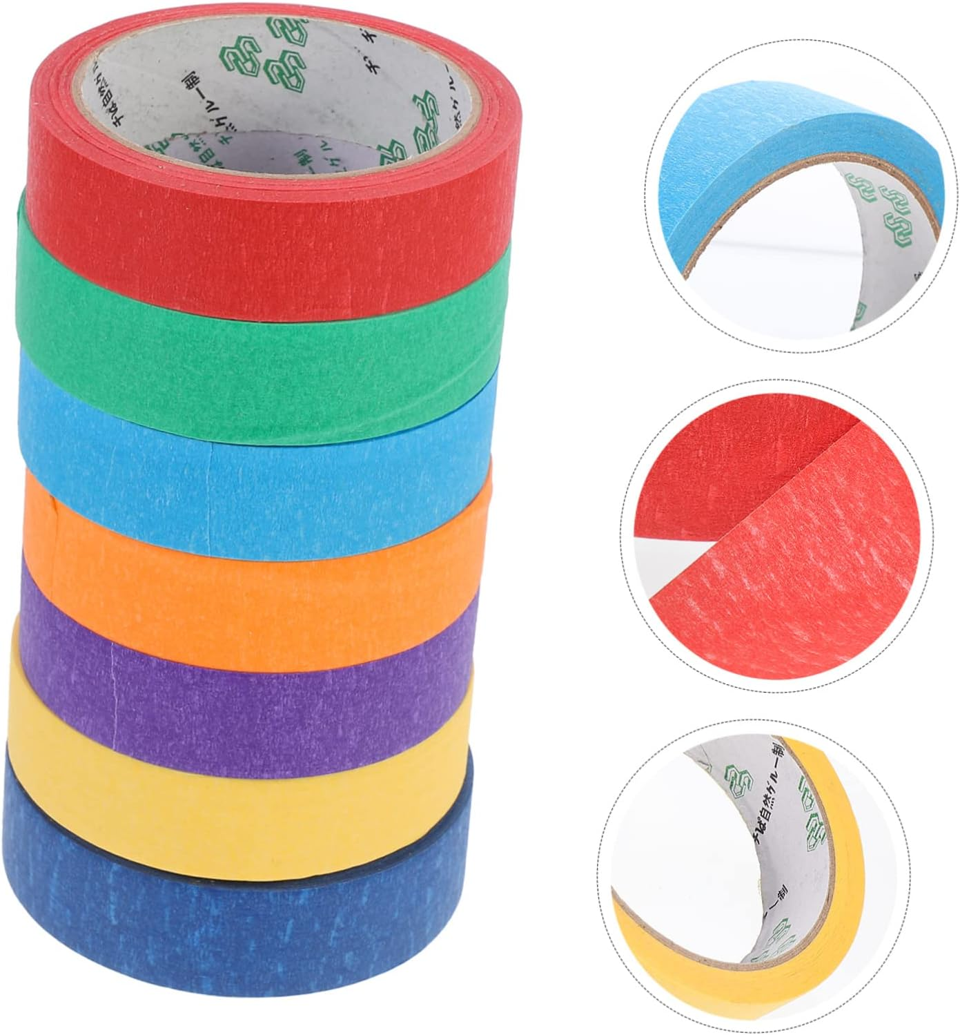 HOMSFOU 7Rolls Sticky Wrinkle Paper Tapes Masking Tape for Repair Bright Colors image number 4