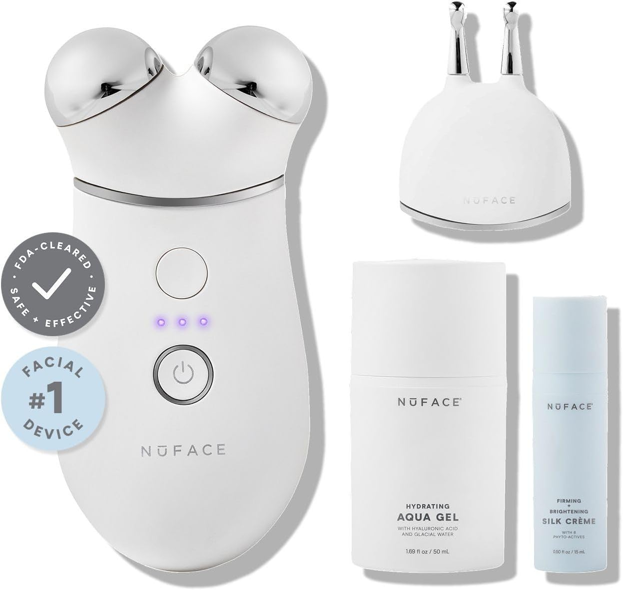Nuface Advanced Facial Toning Kit, Trinity Facial Trainer Device + Hydrating Leave-On Gel Primer, Skin Care Device to Lift Contour Tone Skin + Reduce Look of Wrinkles, At-Home System image number 5
