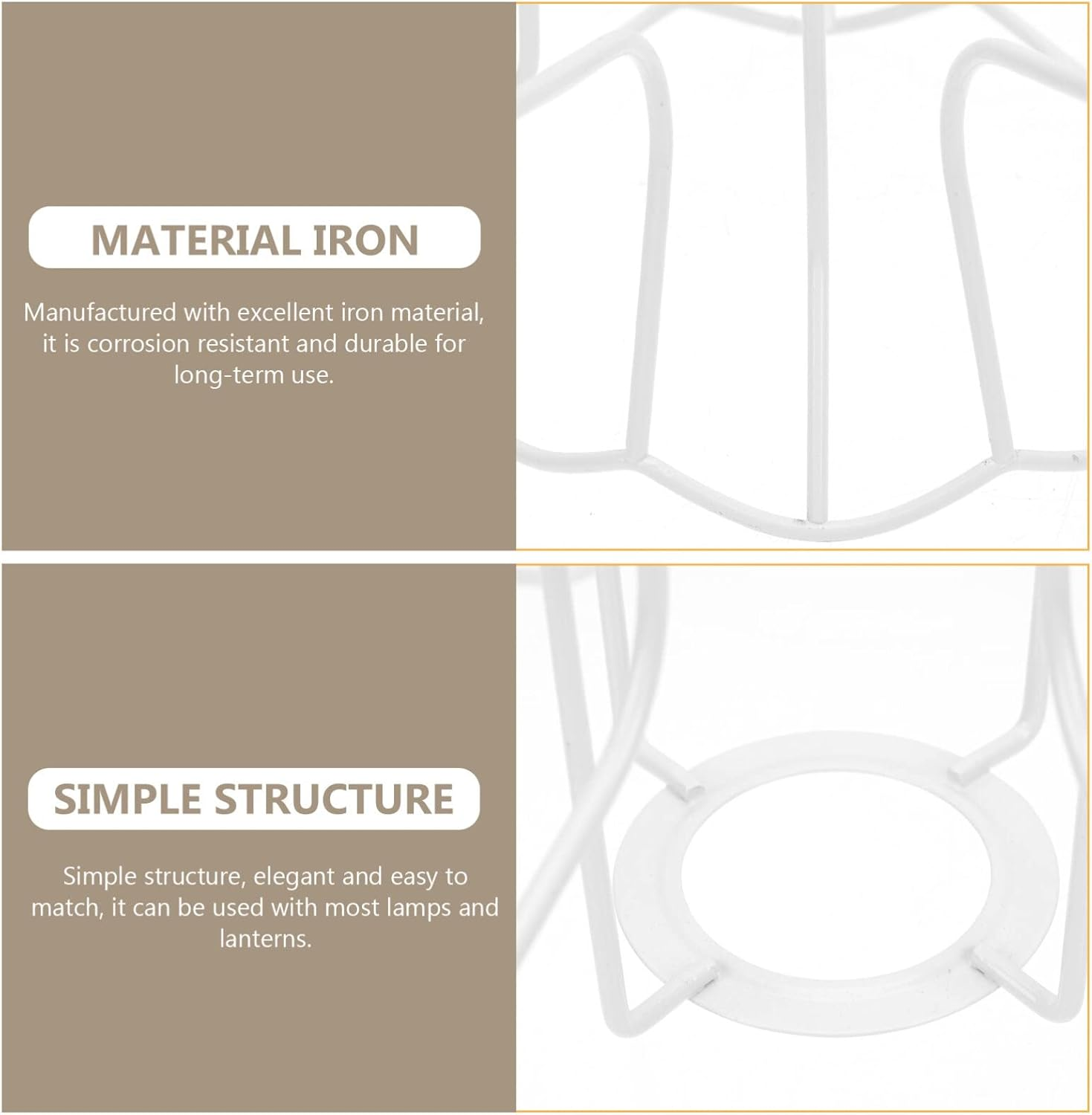 DOITOOL E27 Lampshade Frame European Style Lamp Shade Bracket DIY Lamp Support for Table and Pendant Lights Indoor Use Home and Restaurant image number 6