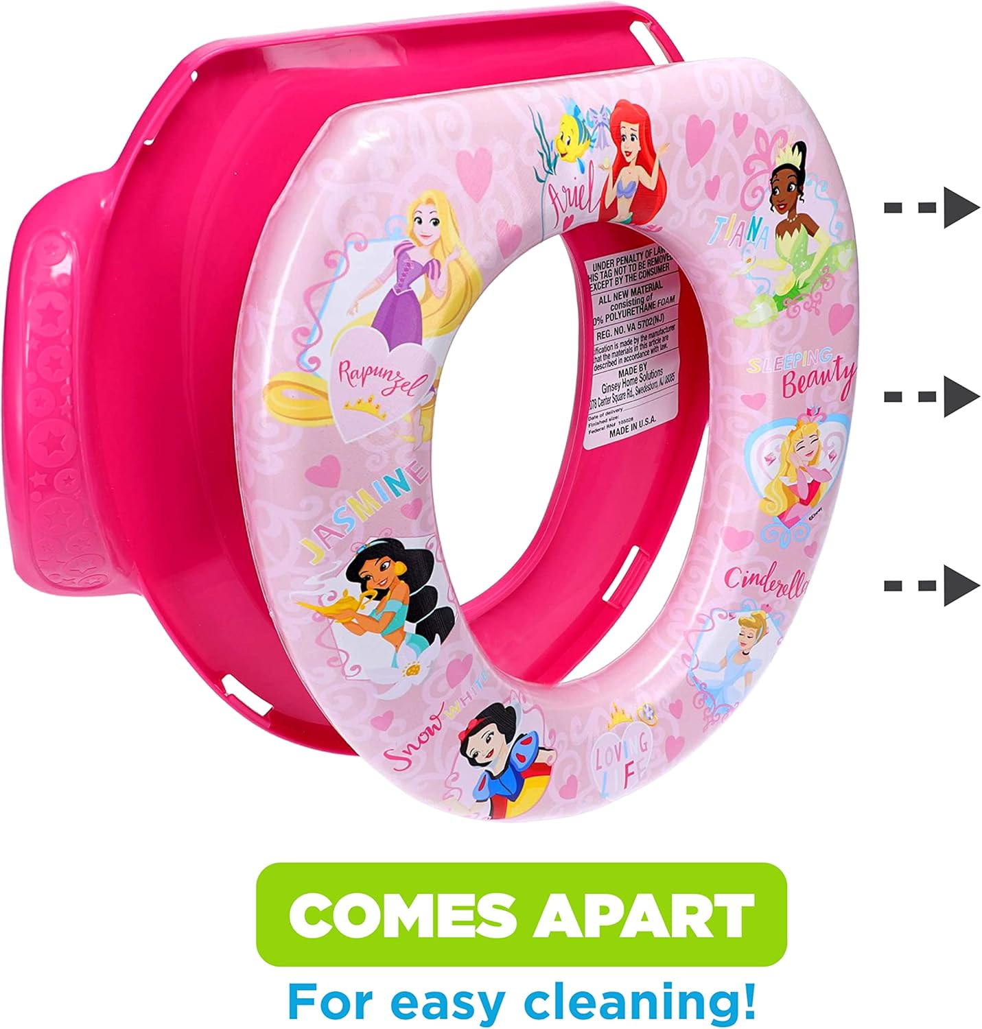 Disney Princess Loving Life Soft Potty Seat and Potty Training Seat - Soft Cushion, Baby Potty Training, Safe, Easy to Clean image number 2