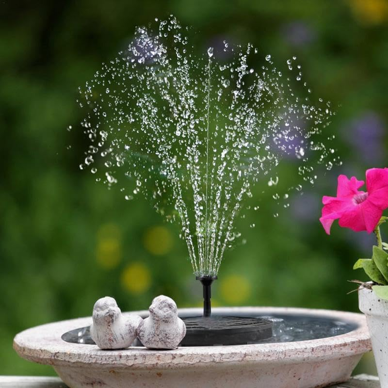 Solar Water Pump Kit for Water Feature Outdoor,1.2 W Solar Bird Bath Circle Fountain Pump, Solar Fountain with 4 Nozzles (Black Circle, 13 Cm, 1.0 W) image number 4