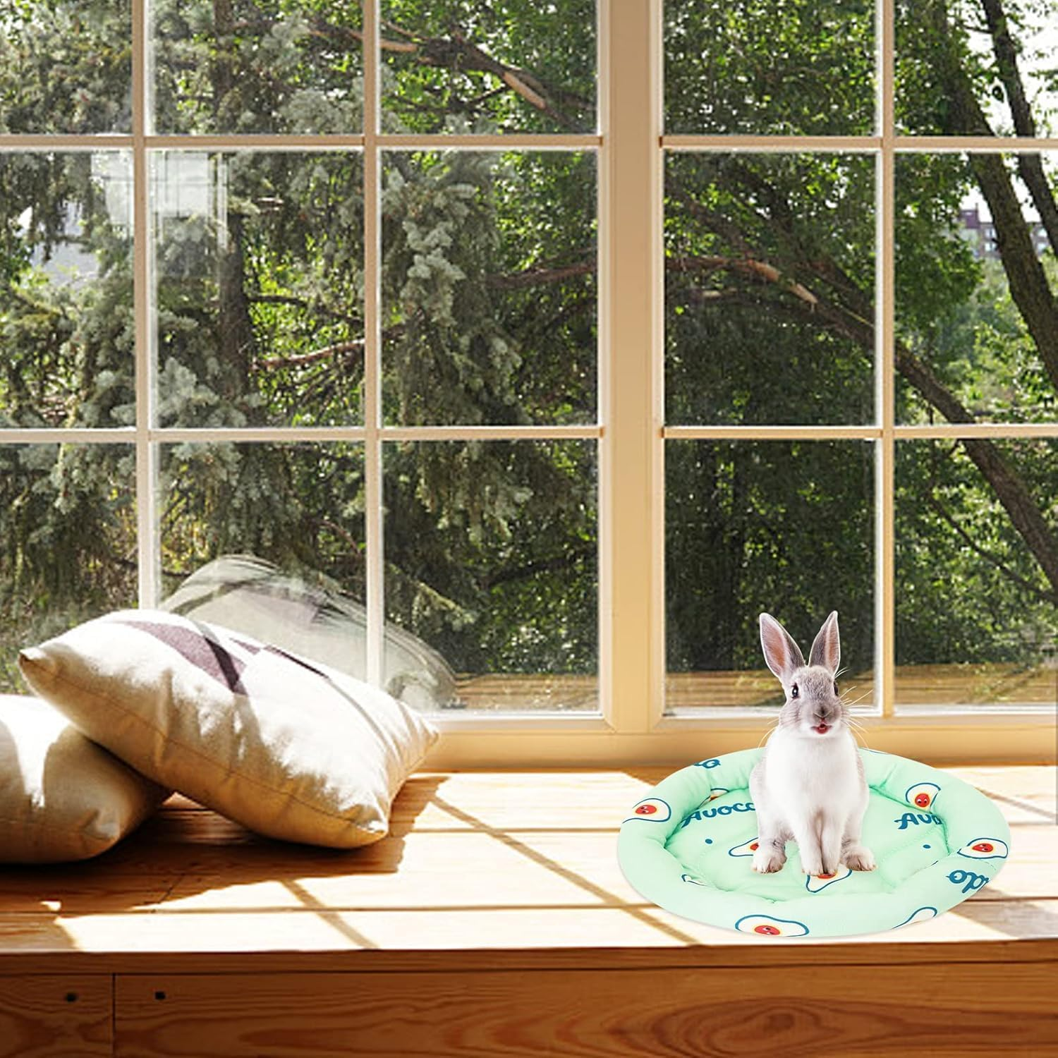 Pet Cushion Hamster Cooling Pad Rabbit Bed Summer Ice Silk Floor Mat, 1Pc Rabbit Bed Hamster Bedding Cooling Cushion Small Pet Floor Pad, Green - Green image number 4