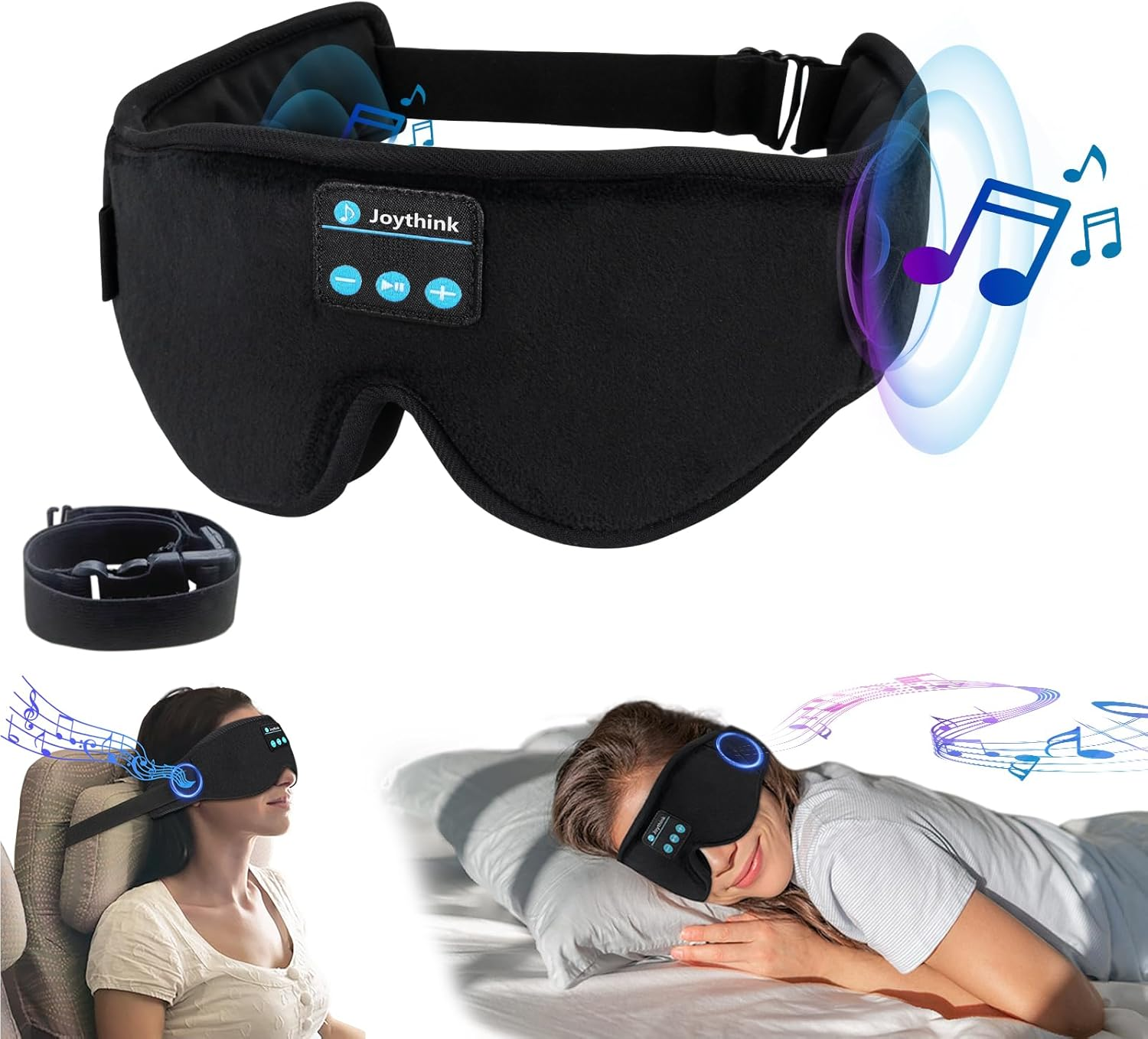 Joythink Sleep Headphones Bluetooth Sleep Mask Silk Headband Earphones Bluetooth Eye Mask for Sleeping on Side Blackout Soft Sleep Earphones Music Kids Children Eye Cover Purple