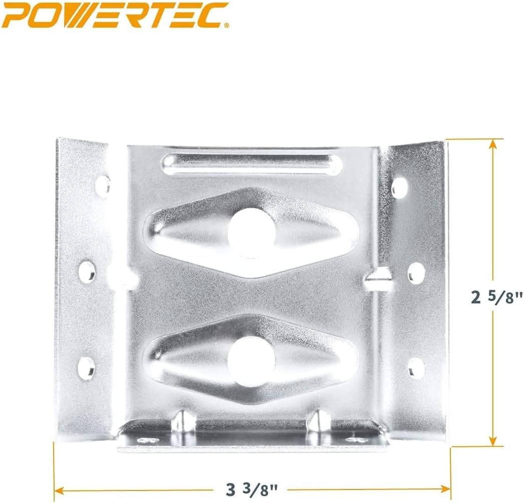 POWERTEC 71428 Surface Mount Corner Brackets with Mounting Hardware, Corner Braces for Table Aprons and Table Legs, Set of 4 image number 1