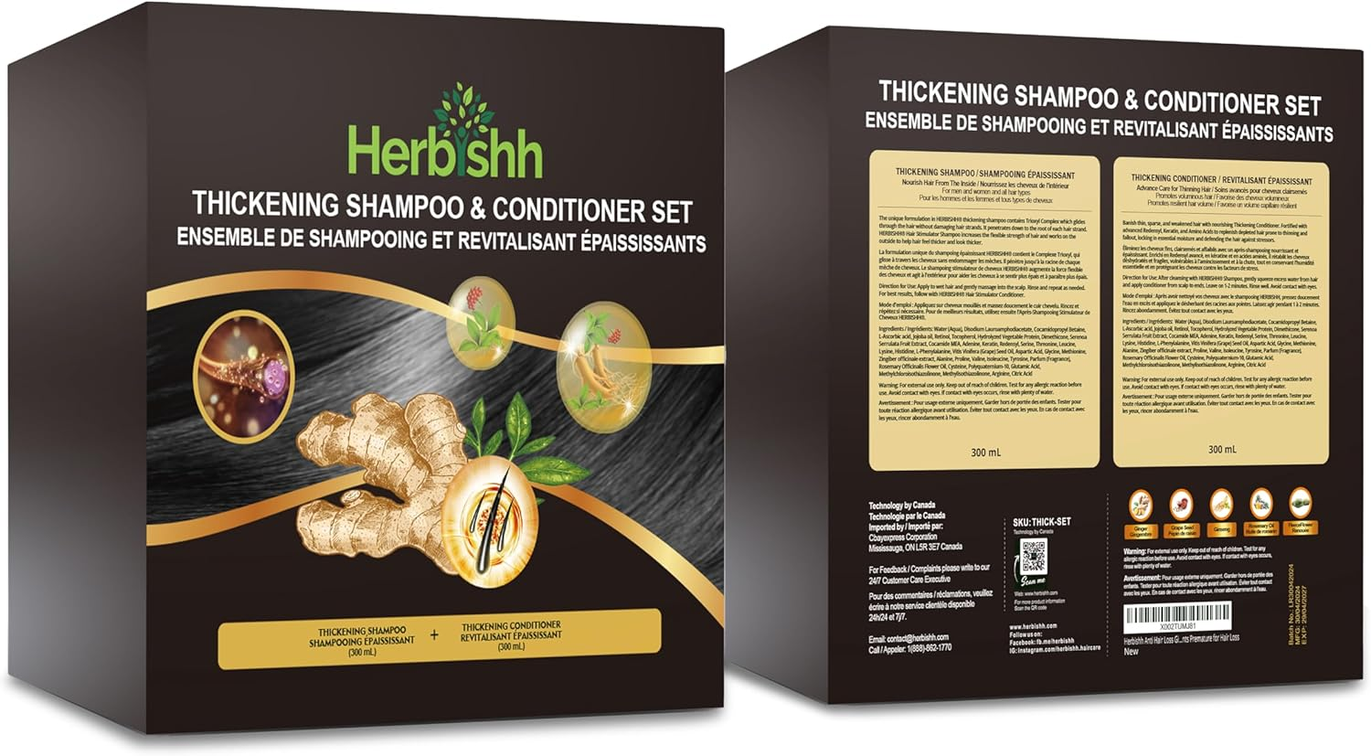 Herbishh anti Hair Loss Ginger Extract Thickening Shampoo & Hair Conditioner for Hair Fall Control & Hair Growth | Suitable for All Type Hair | Sulphates & Parabens Free image number 6