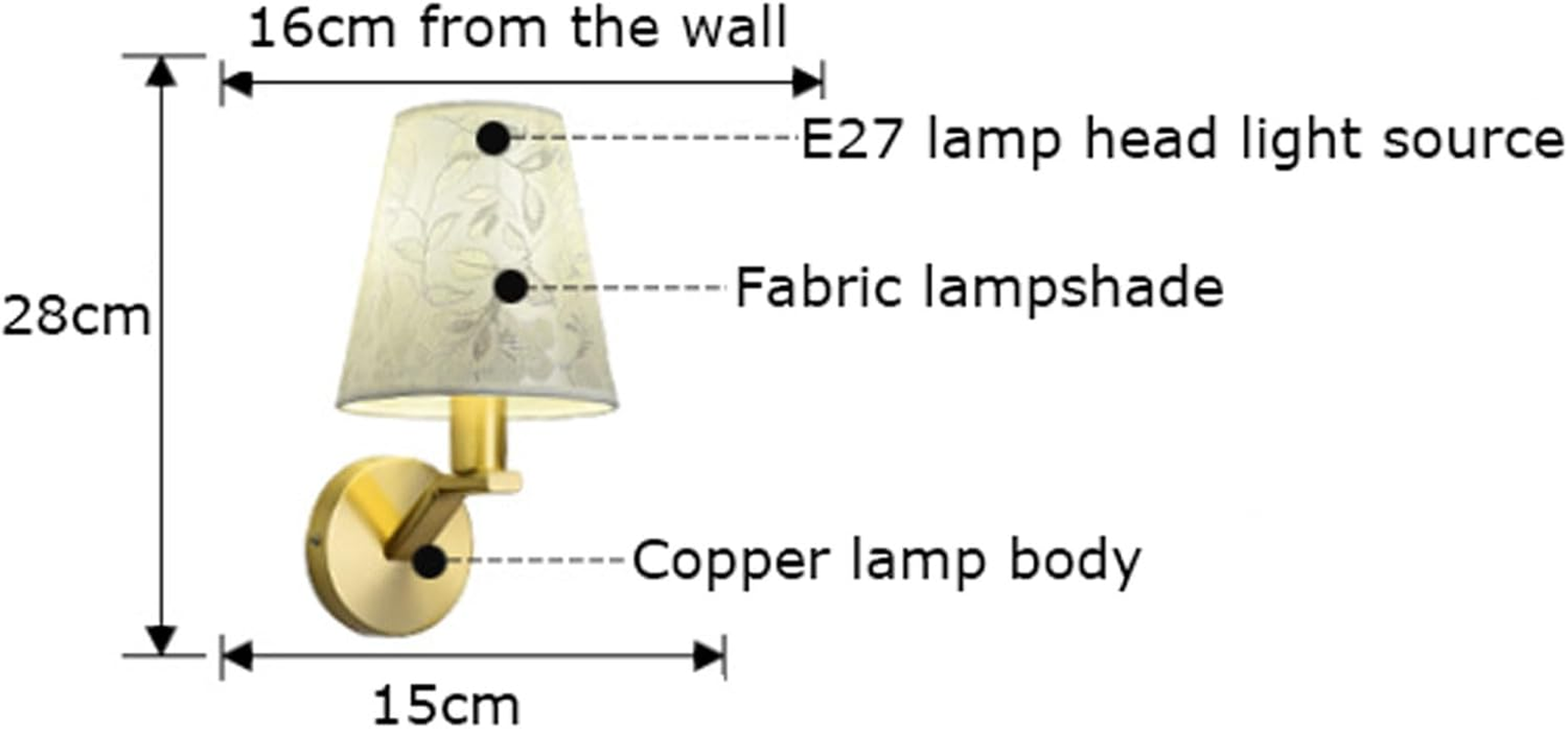 Wall Lamp Reading Wall Lights Wall Sconces Fixtures with Fabric Lampshade Gold Wall Sconces Lighting for Hallway Living Room Wall Lighting image number 4