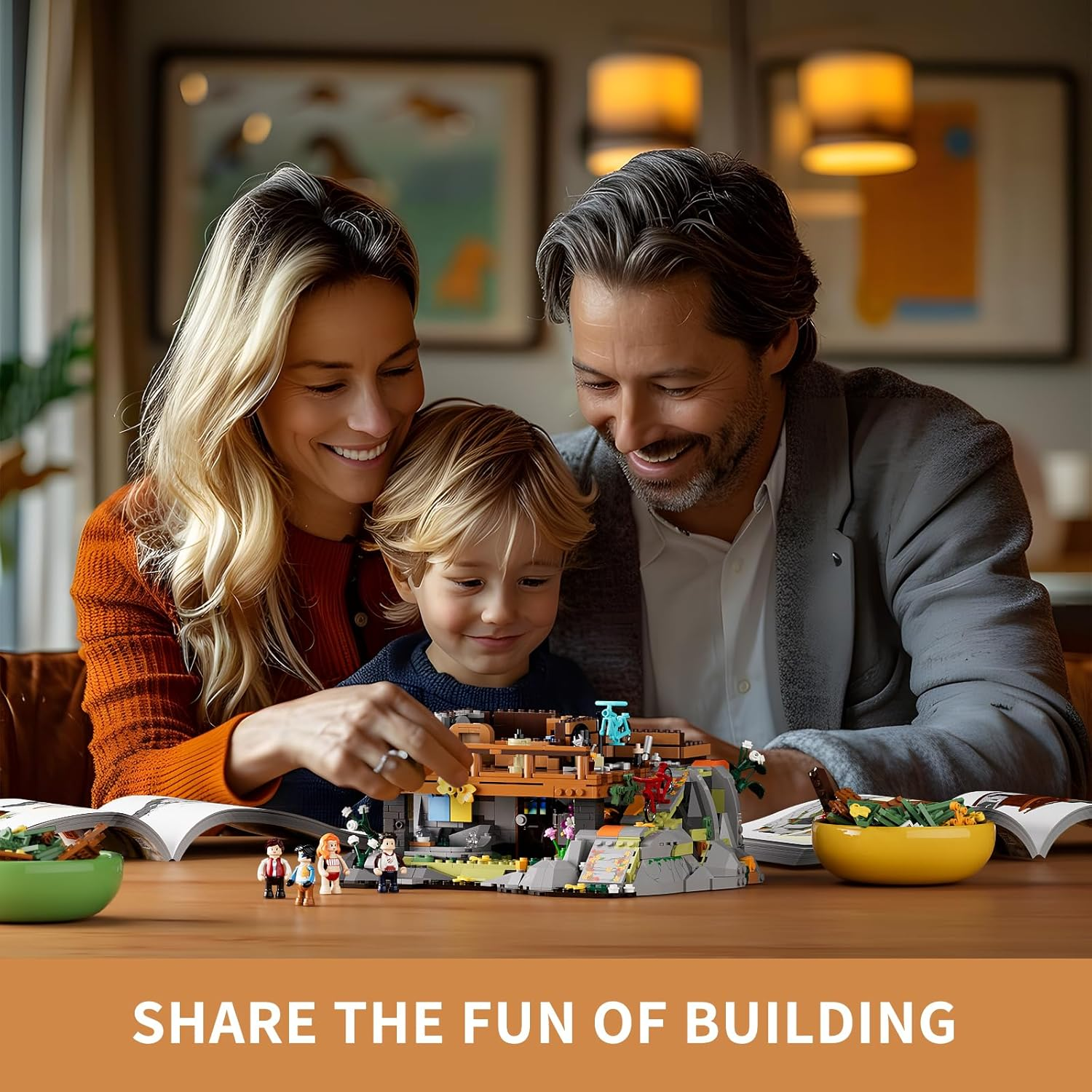 FUNWHOLE Mountain-Cabin House Lighting Building-Bricks Set - Friends Mountain House and Treehouse Collection LED Light Building Set 2255 Pcs for Adults and Teen image number 4