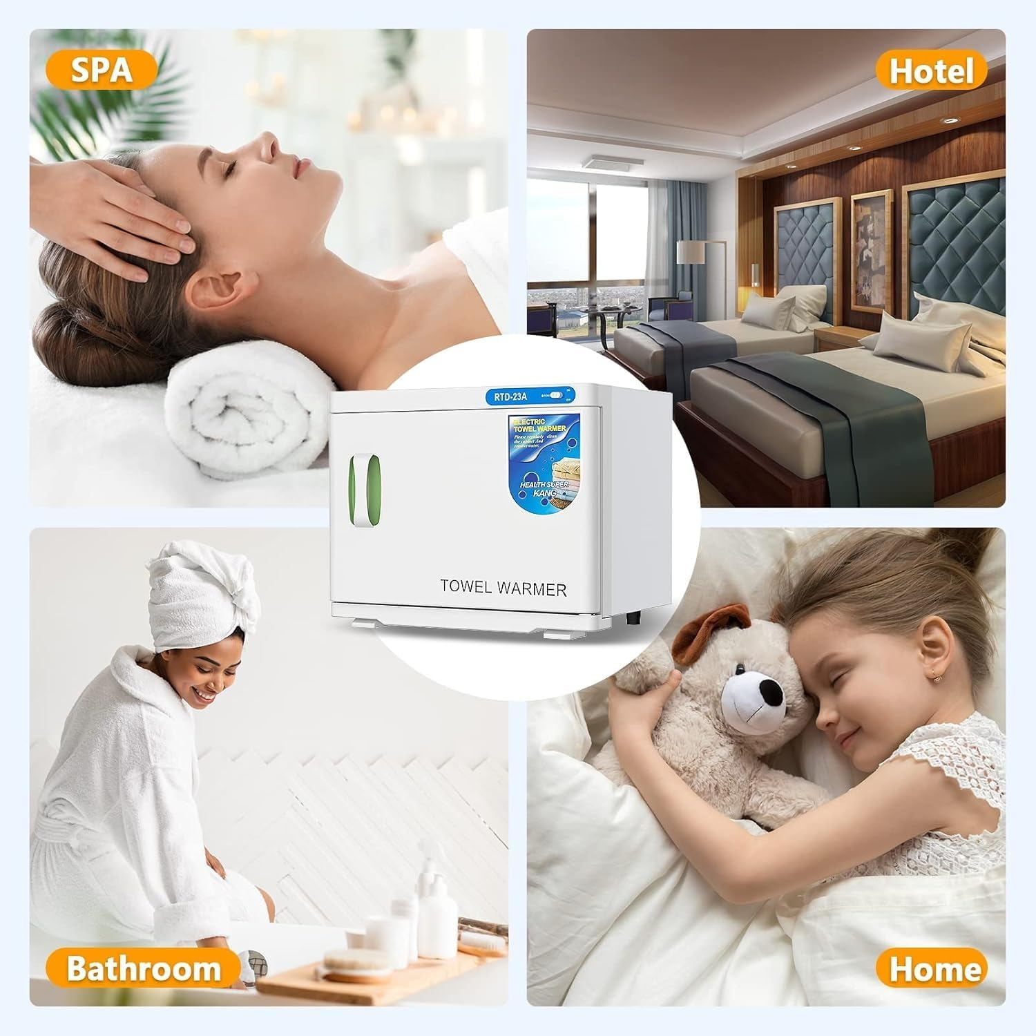 AURORA & Sons-Hot Towel Warmer &ndash; 23L Towel Warmer for Bathroom with Stainless Steel Racks, White in Colour, Drying Electric Towel Heater for Bathrooms, Spa & Home Use-Stylish Heated Towel Rack for Warm, Cozy Towels image number 4