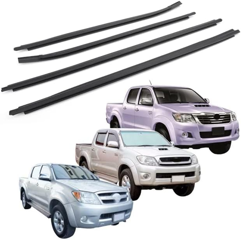 AIMALL 4X Fit Toyota Hilux Double Cab Window Weather Strips, Rubber Window Seals for 2005-2015 Models, High Tolerance, Soundproof & Weatherproof, Black, Direct Replacement image number 4