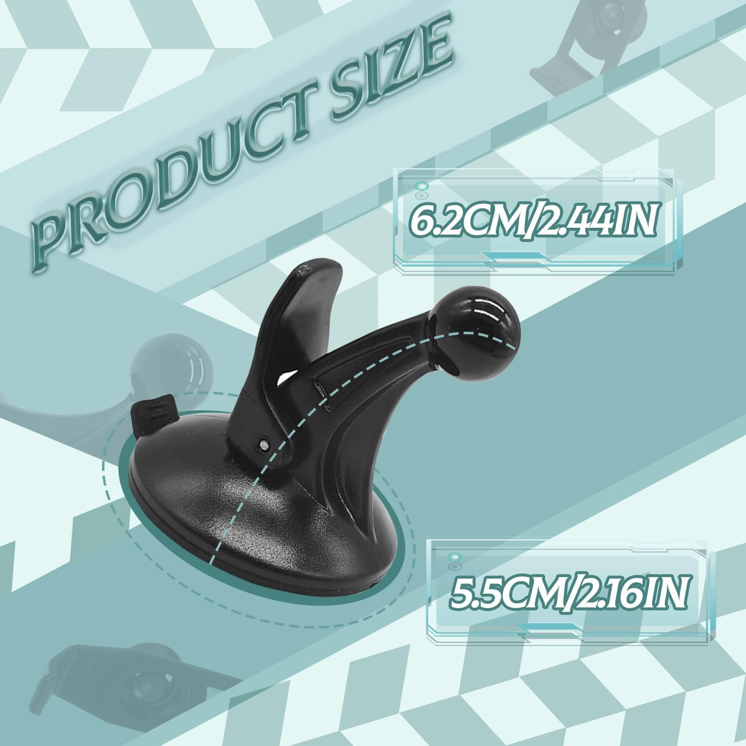 WALWAL GPS Car Cradle Replacement Mount, 17Mm Swivel Suction Cup GPS Holder Compatible for Garmin GPS Nuvi image number 1