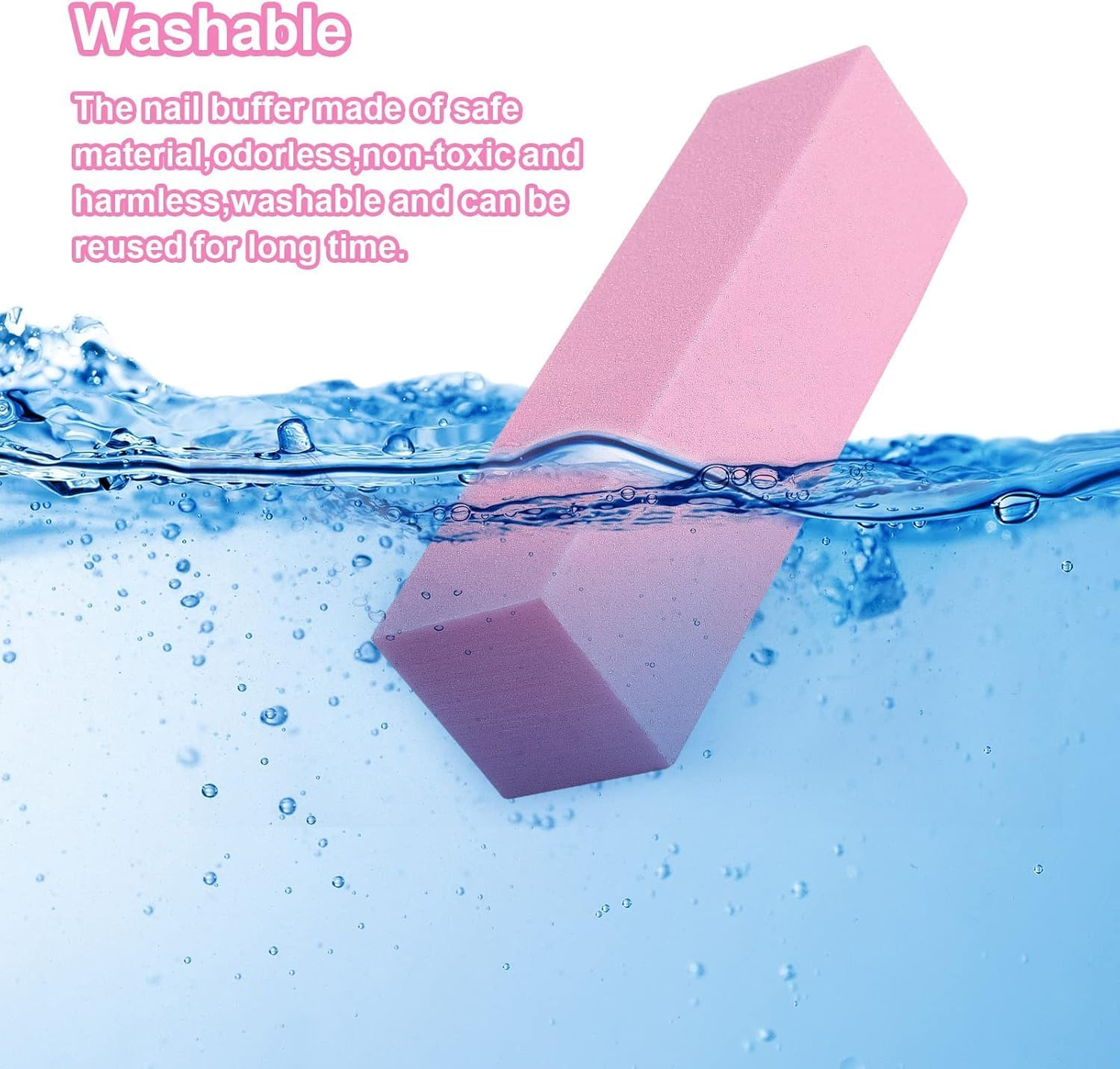 Professional 10 Pcs Nail Buffer Blocks - 120 Grit Nail Sanding Blocks for Natural & Acrylic Nails - Pink Manicure/Pedicure Tools for Salon & Home Gel Nails Care image number 2