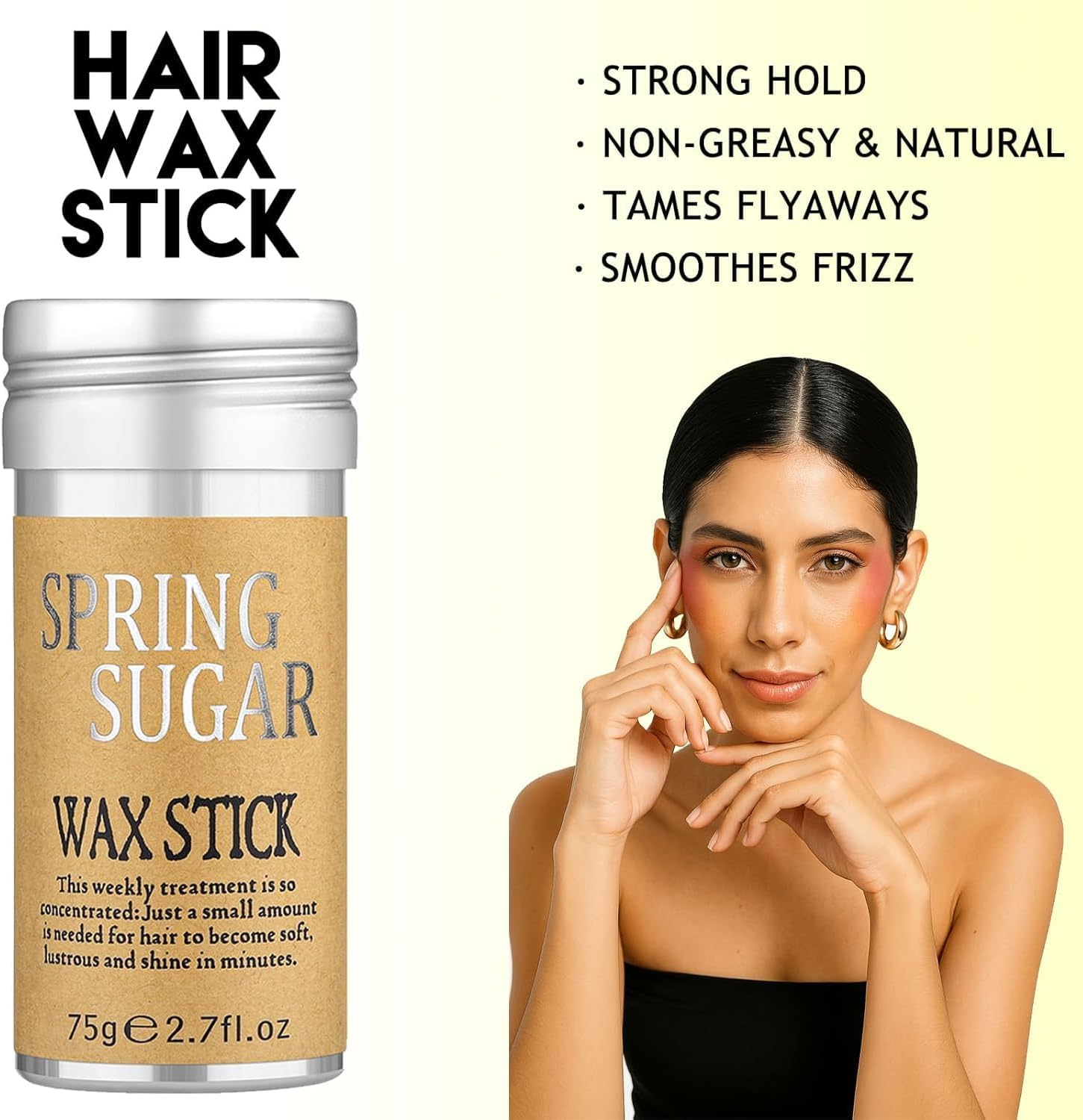 Hair Wax Stick for Flyaways Edge Control Slick, Boar Bristle Hair Brush - Styling Cream for Hair, Dance Recital Must-Have for Women Dancers