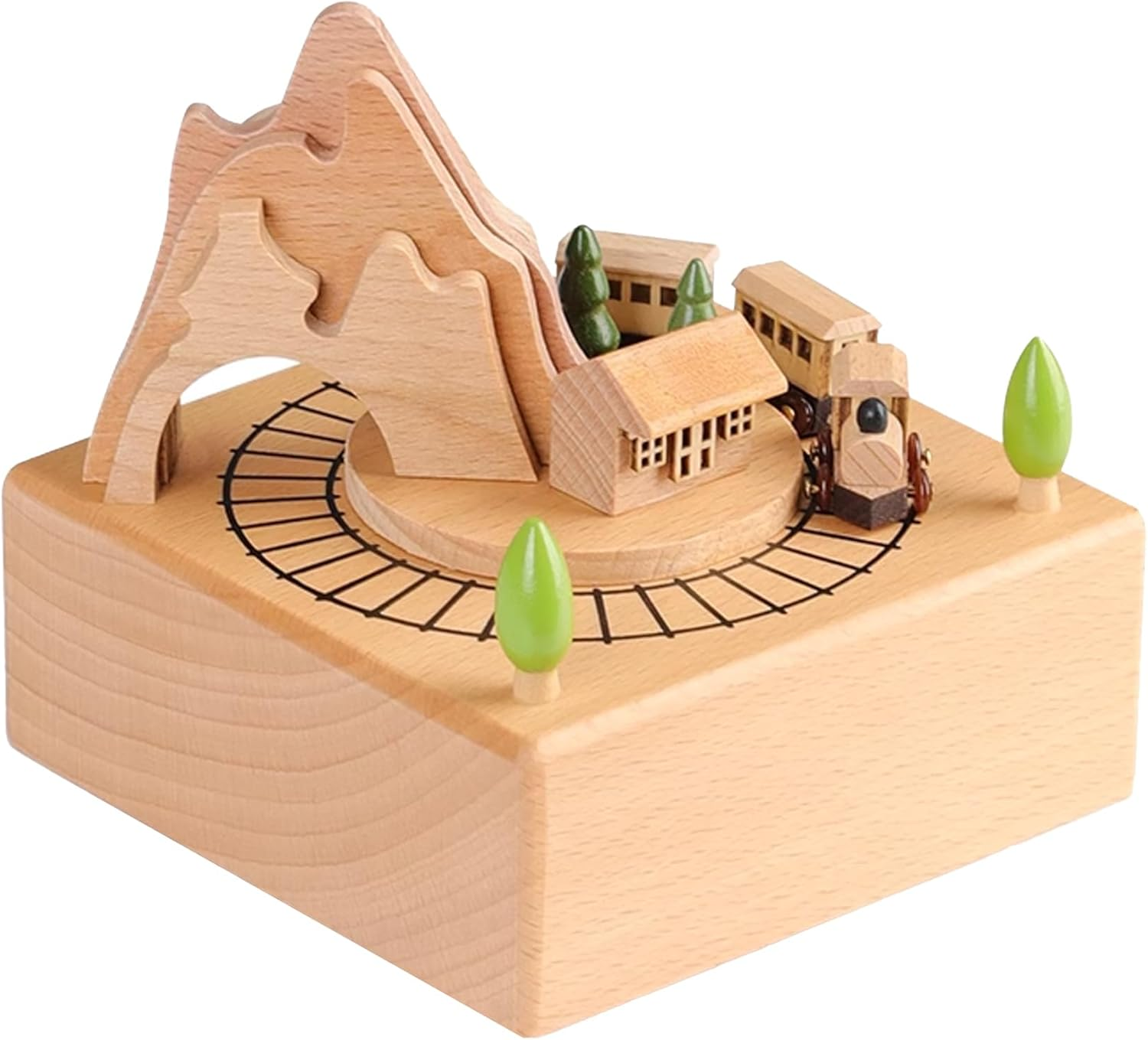 Affezionarsi Music Box. Handcrafted Wooden Moving Musical Box，Small Train with Wagons. Moving Trains around the Mountain. Beechwood Material Comes in a Premium Gift (The Small Train of Alishan) image number 6