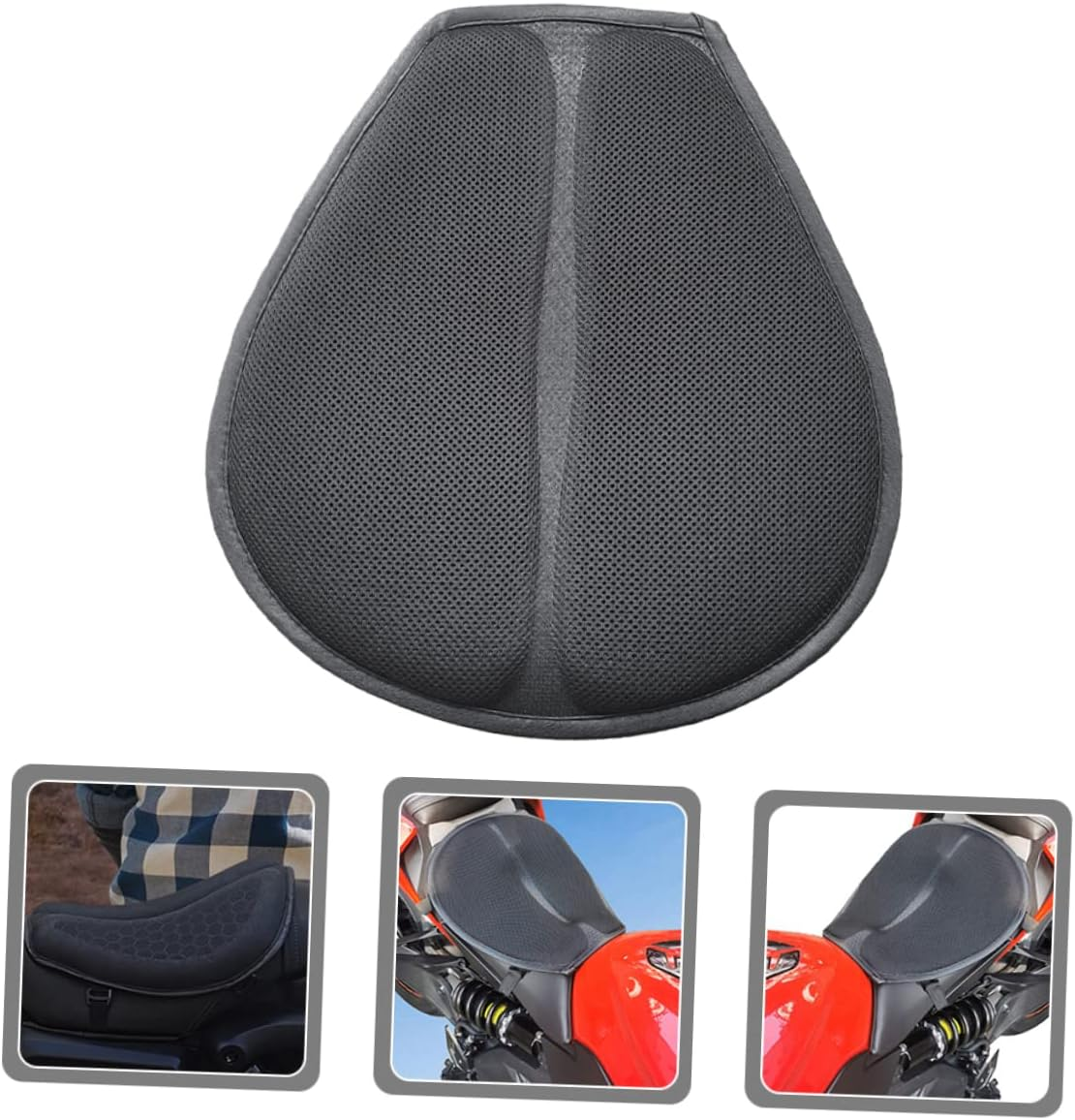 CHILDWEET Motorbike Seat Pad Breathable Motorcycle Cushion Reusable Motorbike Seat Cover Shock Absorbing Four Seasons Motorcycle Accessory for Adult Riders image number 4
