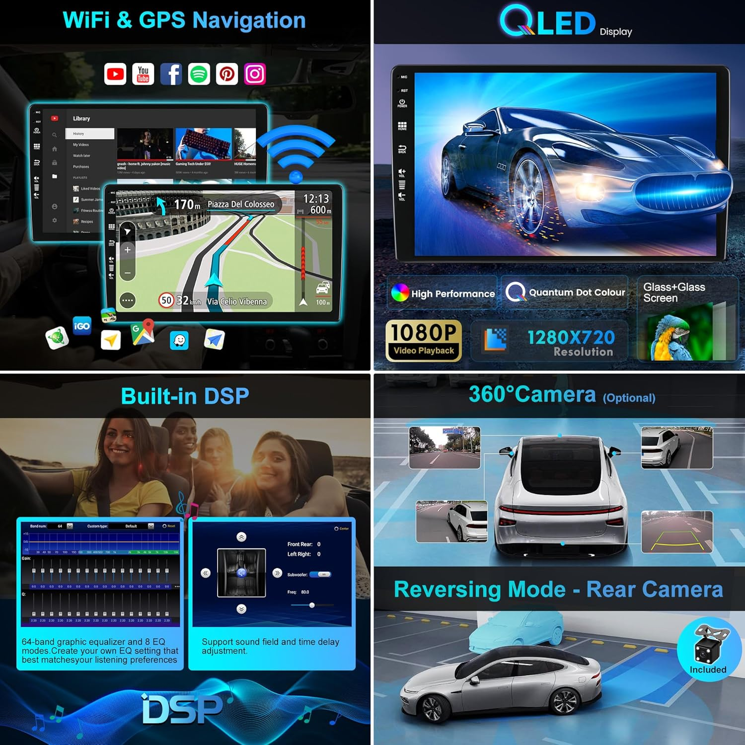 Bxliyer【Built-In 4G DAB】 Android 14-6G+128G Car Stereo for Hyundai I30 (2006-2011) - Wireless Carplay/Android Auto - Camera + MIC - IPS 9 Inch 2 Din - AHD Steering Wheel Fast-Boot 360-CAM HDMI DSP image number 4