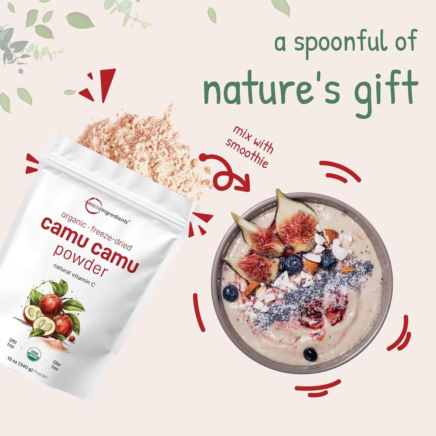 Peruvian Camu Camu Powder Organic, (Natural Vitamin C Powder), 8 Ounce, Strongly Supports Energy and Immune System, No Gmos and Vegan Friendly image number 4