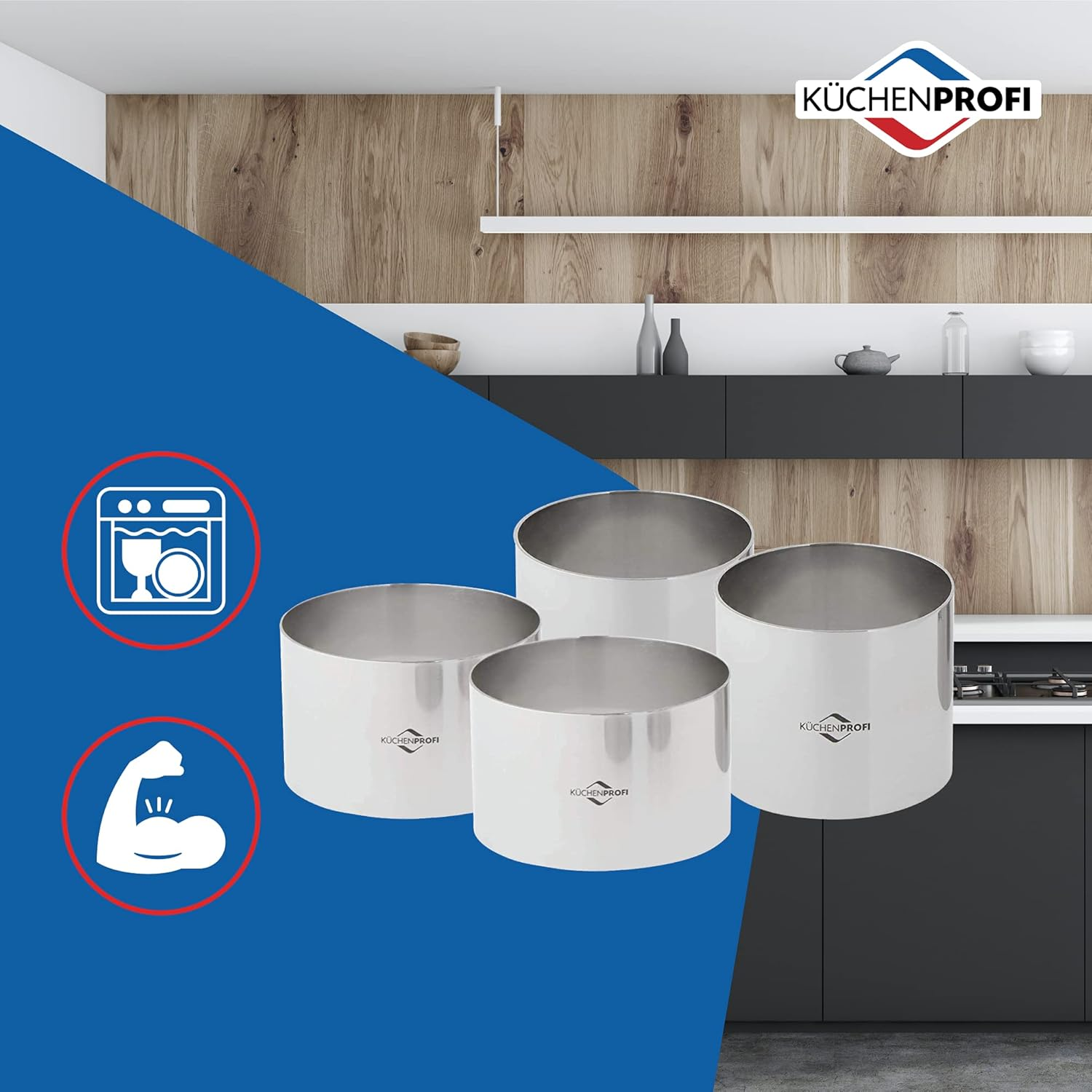 Kuchenprofi K0905002804 Prep/Plating/Forming Rings, Set of 4, 2.5"/3" image number 3