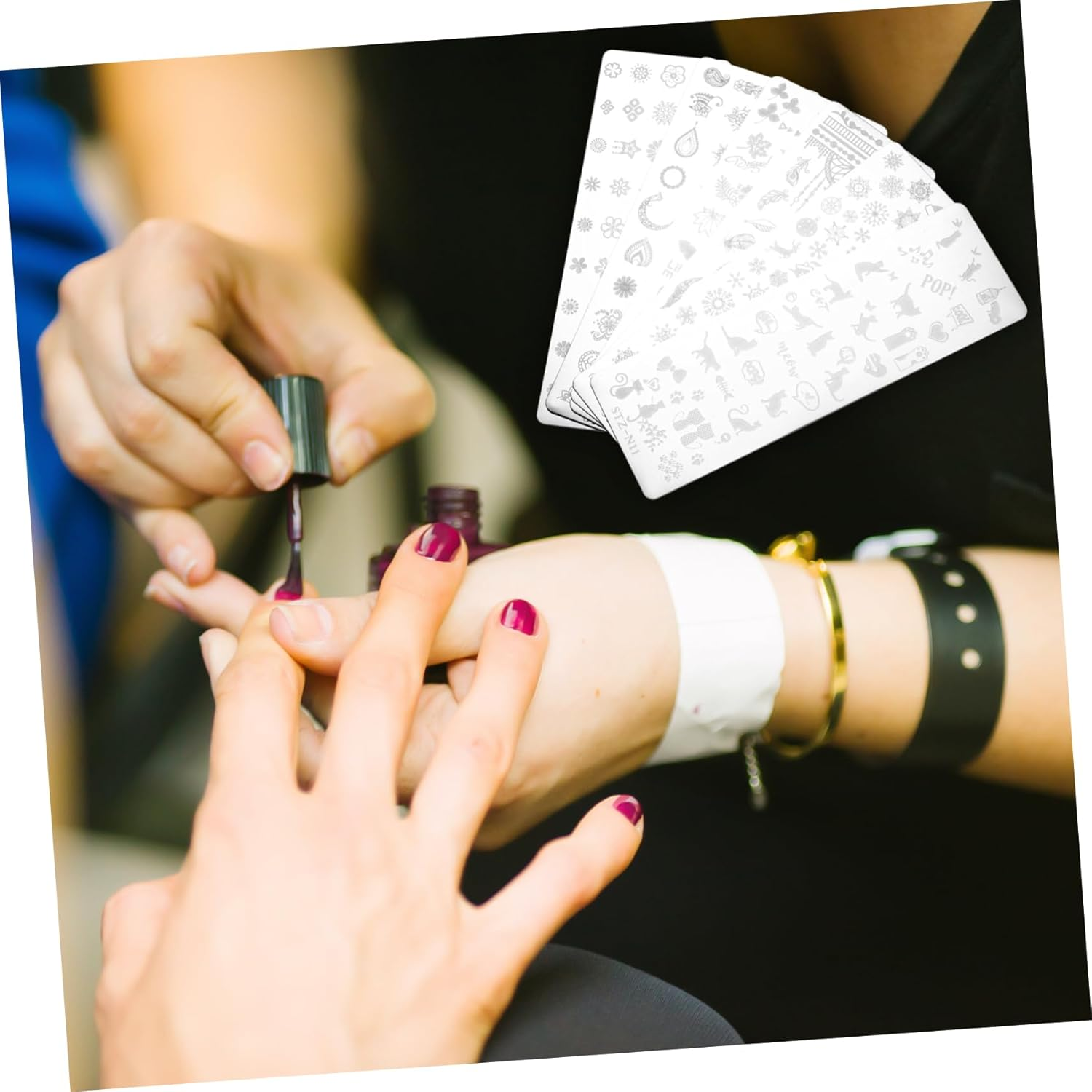 BATHVEVE 6Pcs Nail Art Stamping Plates Decorative Manicure Templates Nail Charms for Women image number 5