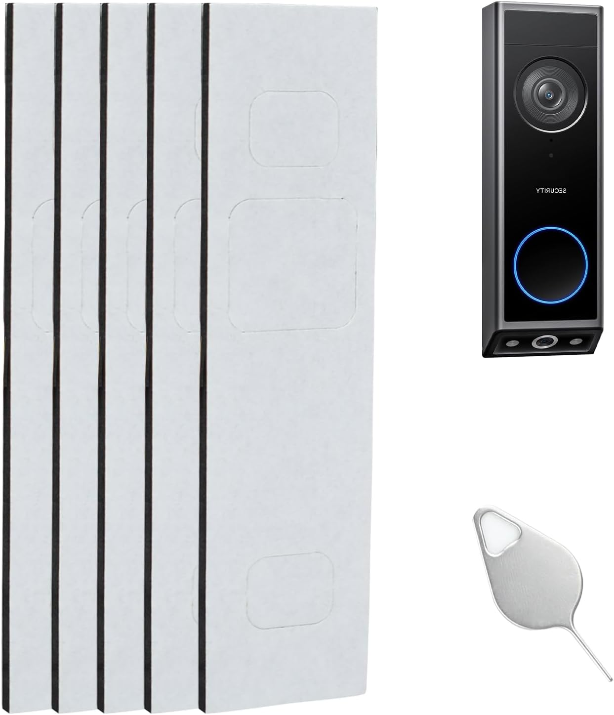 No Drill Doorbell Mount Double Sided Stick Tape Compatible with Eufy Doorbell E340/C31, Anti-Theft Door Mounting Bracket, 5 PCS Adhesive Door Mount and 1 Pcs Doorbell Key Replacement Tool image number 5