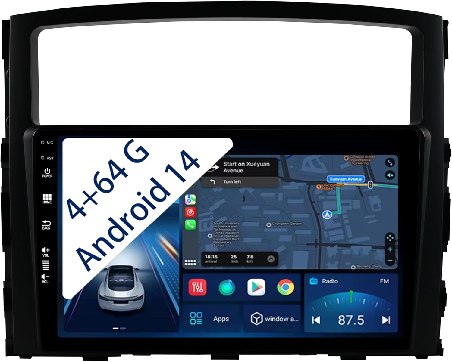 [4+64GB] Keconsing 9" Android 14 Autoradio for Mitsubishi Pajero 2006-2014 Montero 2008-2017 Radio Carplay, Wireless Car Play GPS Auto Navi Screen Bluetooth Navigation Stereo Touchscreen Mirror Link image number 3