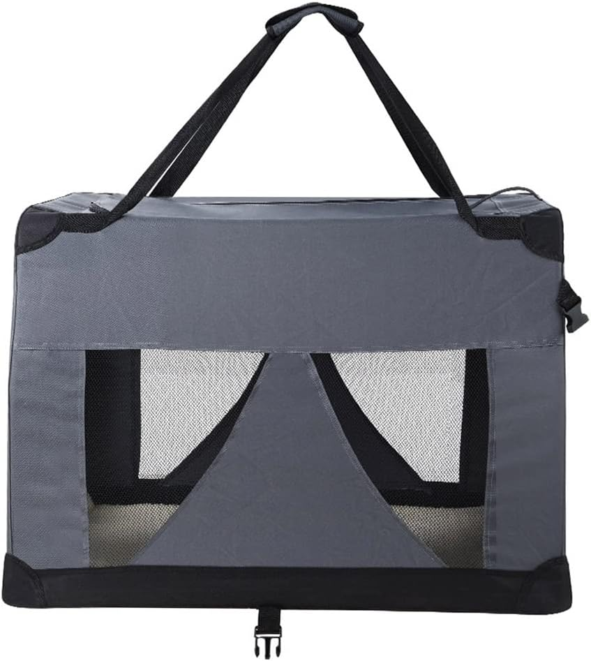 I.Pet Pet Carrier, 121 X 80 X 80Cm 600D Oxford 4XL Dog Crate Cat Carriers Foldable Bag Soft Sided Collapsible Travel Handbag Pets Products, Portable Removable Roof Cover Side Pocket Grey image number 5