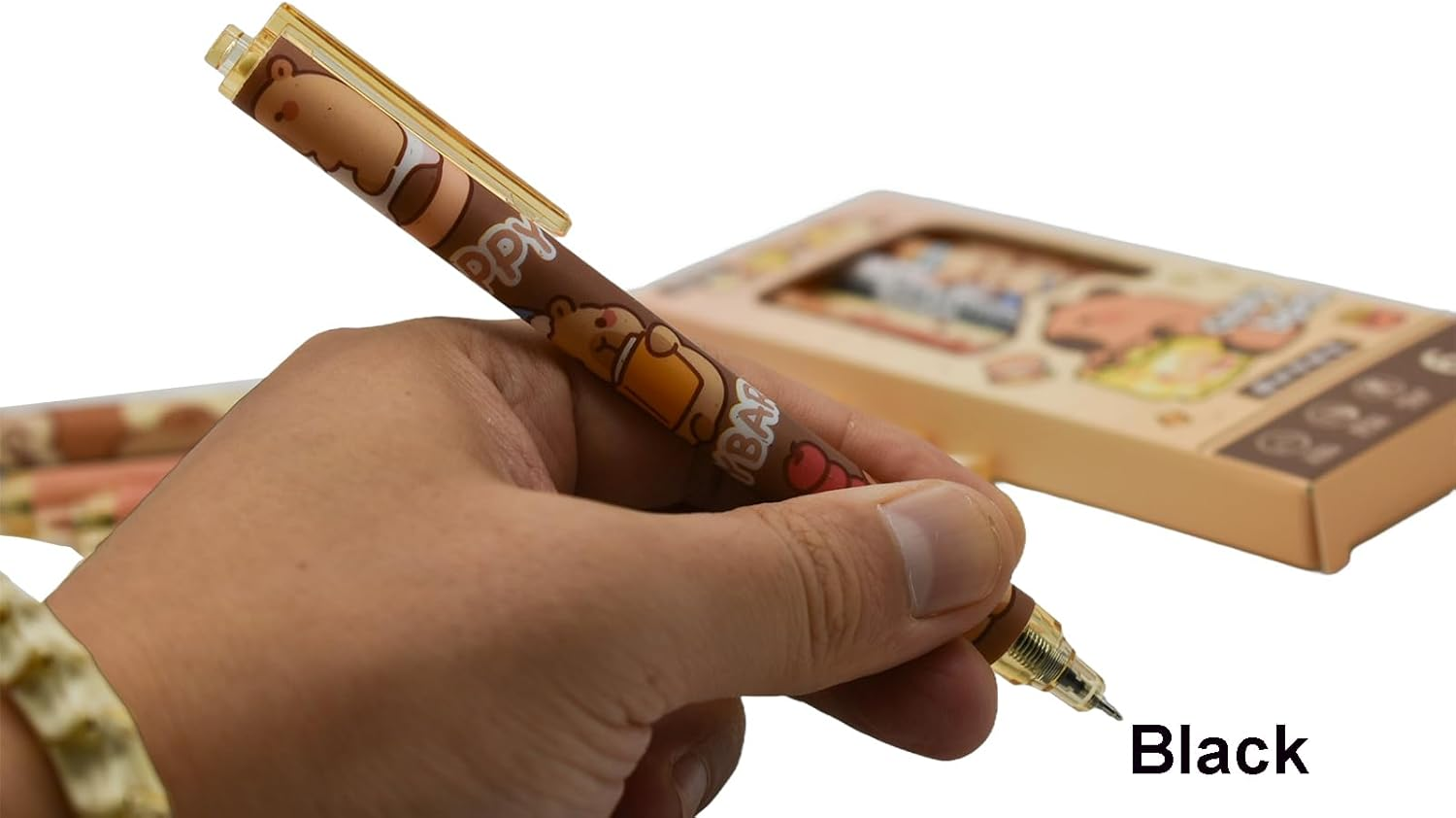 Maydahui 12PCS Capybara Rollerball Gel Pens Cartoon Animal Pen Retractable Priting Pens Novelty Pen Black Ink for School Party Office image number 3