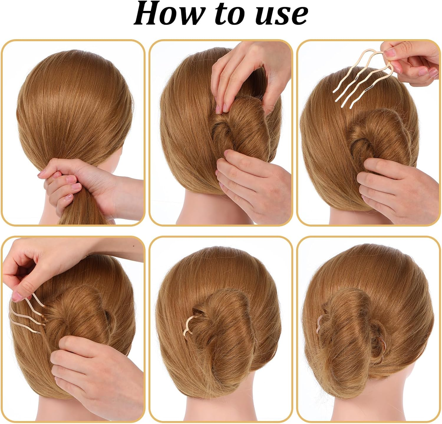 Heclia Pack of 8 U-Shaped Metal Hair Forks for Updo Bun French Twists Non-Slip Hair Accessories for Women Girls for Thick Fine Hair Weddings Everyday Elegant French Hair Comb image number 2