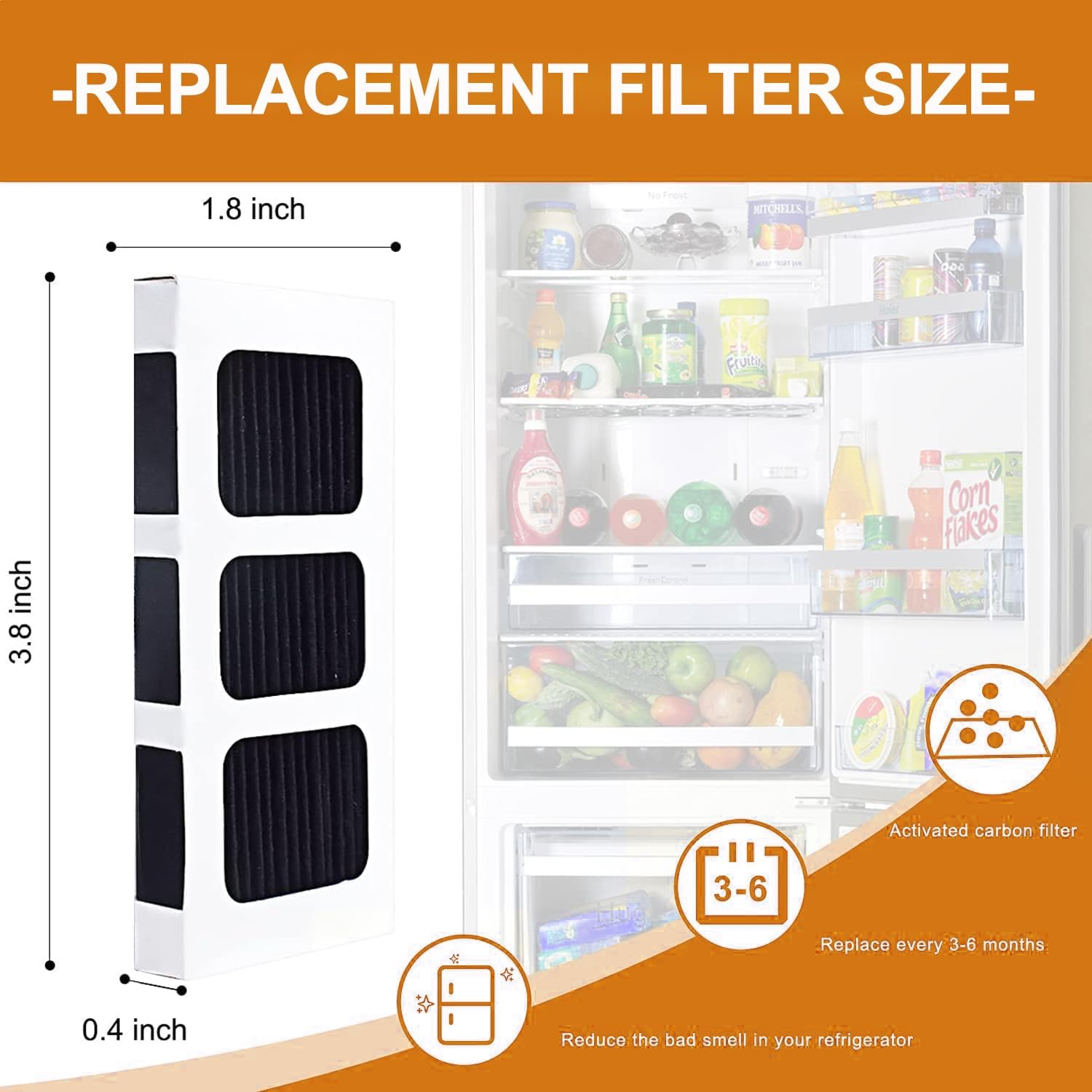 BEANPRECOY Carbon Activated Refrigerator Air Filter Replacement Compatible with Frigidaire Pureair Ultra 2 Pure Air Ultra 2 Pureair Ultra II and Electrolux 242047805 5303918847 Eap12364179-3Pack image number 2