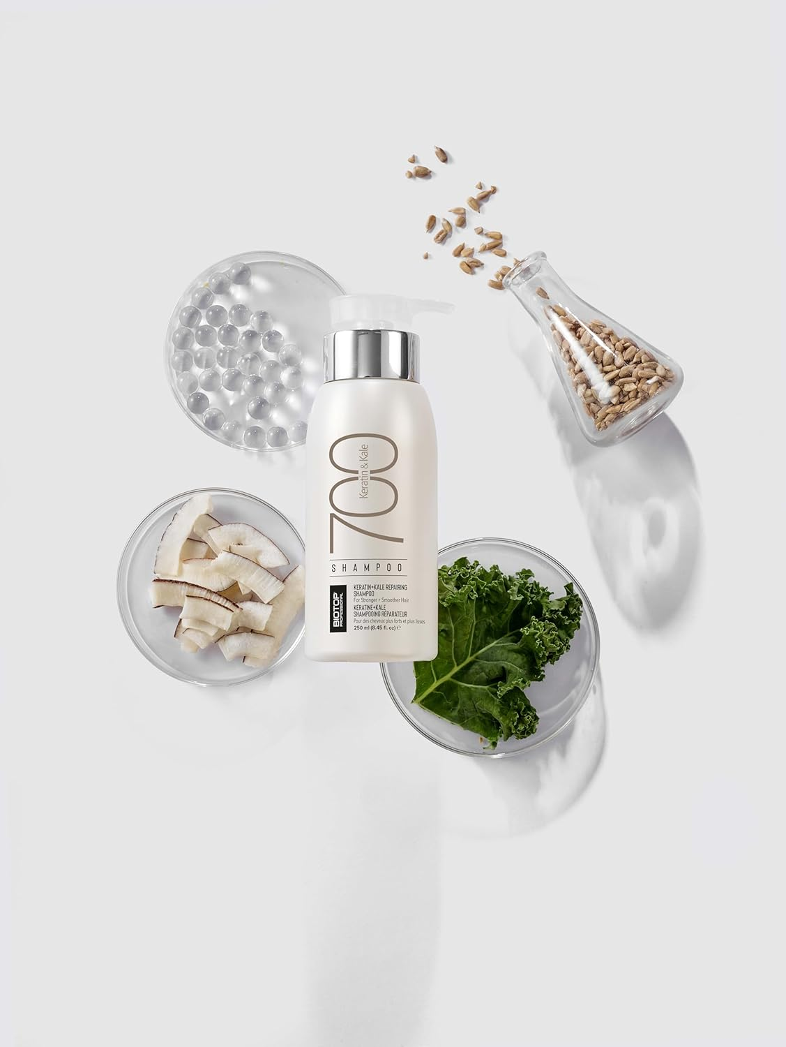 Biotop Professional 700 Keratin + Kale Shampoo 250Ml| Calming Chamomile|Paraben, SLS & Sulfate Free|For Damaged, Coarse or Chemically Treated Hair