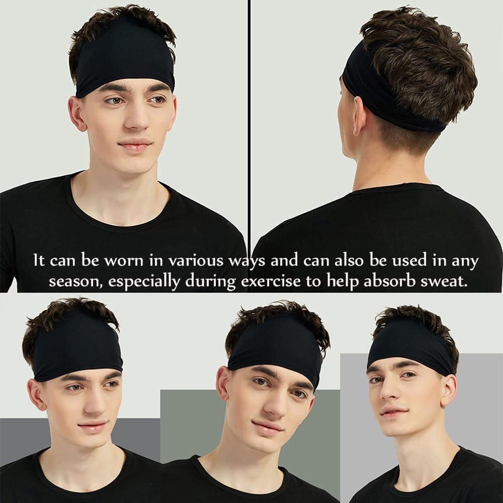 Sports Headbands for Men (5 Pack),Moisture Wicking Workout Headband, Sweatband Headbands for Running,Cycling,Football,Yoga,Hairband for Women and Men image number 1