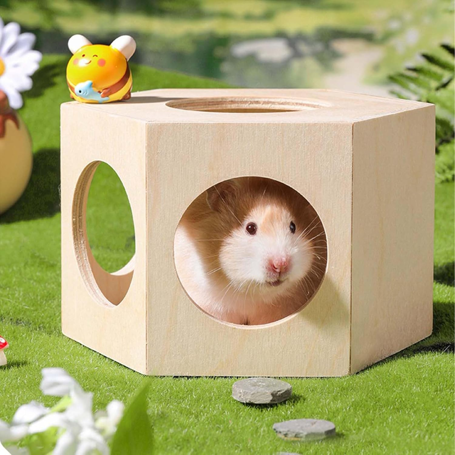 Hamster Cage Hide Out, Wooden Hamster Toys, Small Animal Cage Accessories Pet Supplies Maze D&eacute;cor for Gerbil Mice Chinchilla Guinea Lemmings