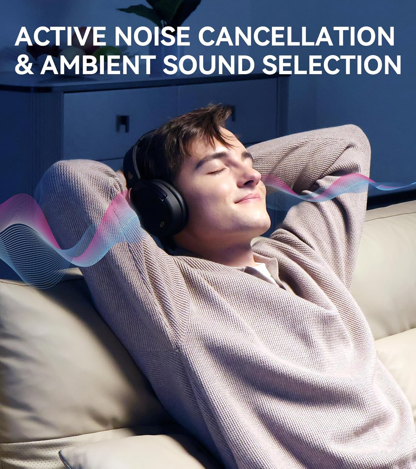 Edifier WH950NB Headphones, LDAC Compatible, ANC Noise Cancelling 2.0, Wireless Headphones, Hi-Res, High Resolution Compatible, 55 Hours Music Playback, Bluetooth 5.3, External Sound Capture, Dedicated Apps, Over-Ear Headphones, Built-In 4-Mic Microphone, Type-C Charging, Lightweight, Comfortable, for Travel and Work image number 4