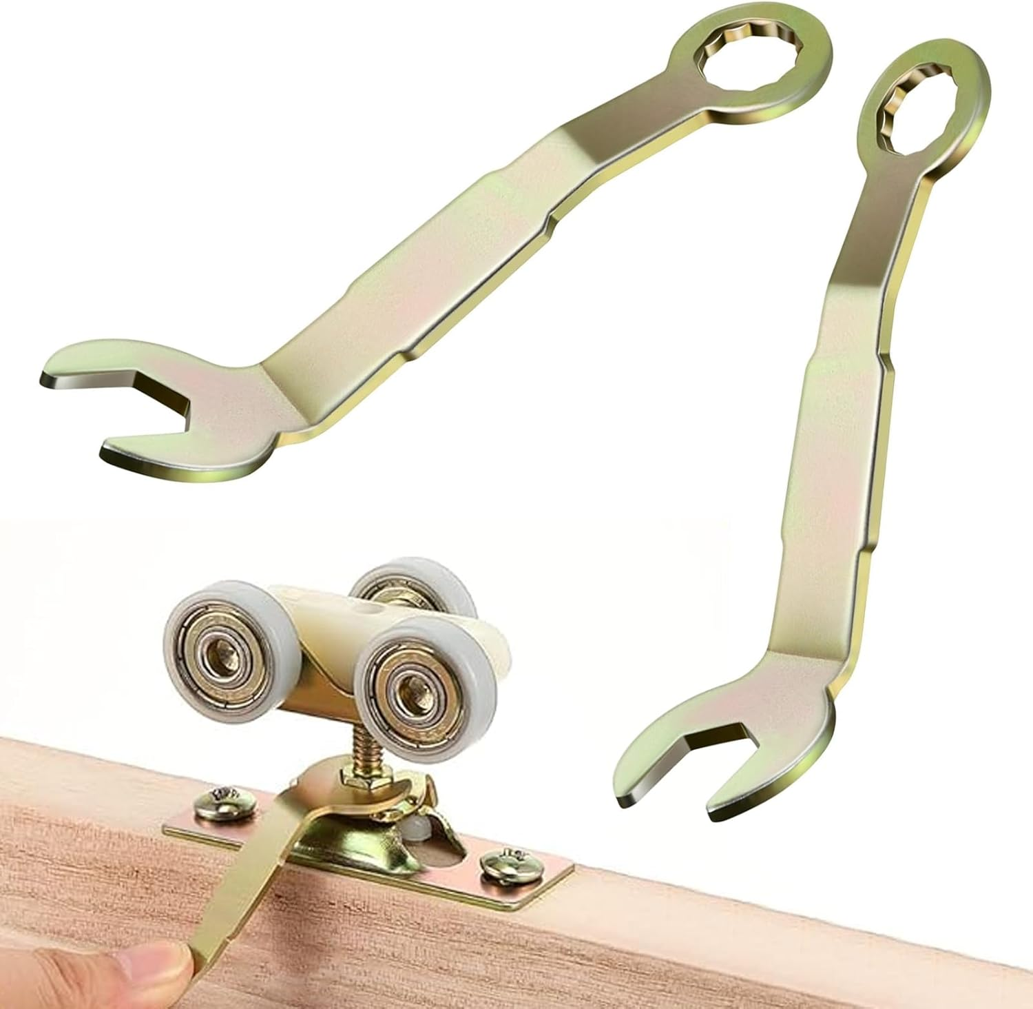 2 Pack Length Pocket Door Wrench, Heavy Duty Adjustable Spanner Tool, Pocket Door Adjustment Tool for Home or Hardware Repair(Color:Gold) image number 2