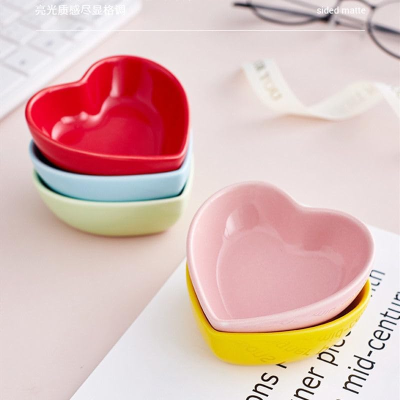 Snack Food Small Ceramic Bowl Heart Shaped Bowl Cute Hamster Rabbit Food Dish Water Feeding for Bunny （Pink） image number 6