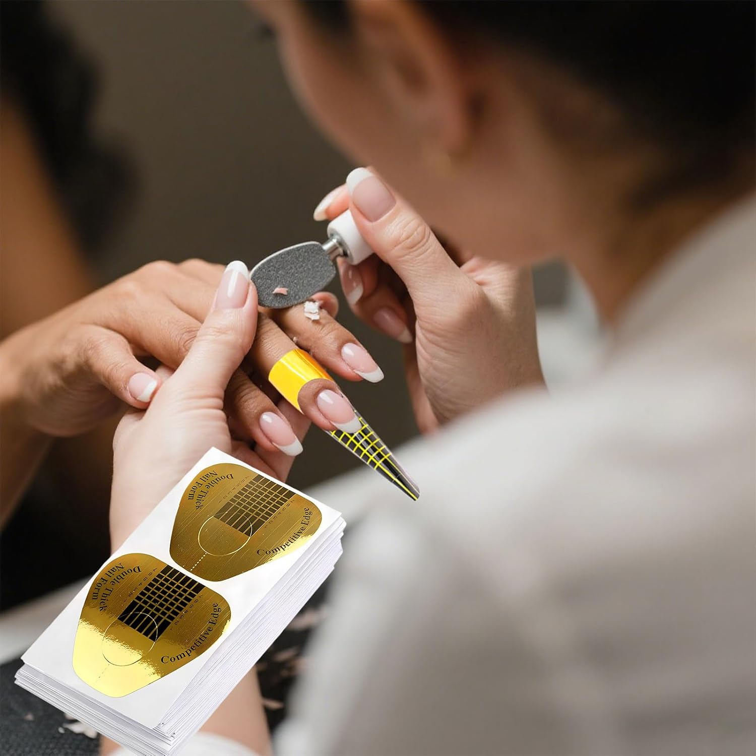 300 Pcs Nail Tips, Long Nail Forms, Gel Nail Stickers, Suitable for Acrylic Nails, UV Gel Nails, Nail Tip Extension Form, Suitable for Home and Salon Use