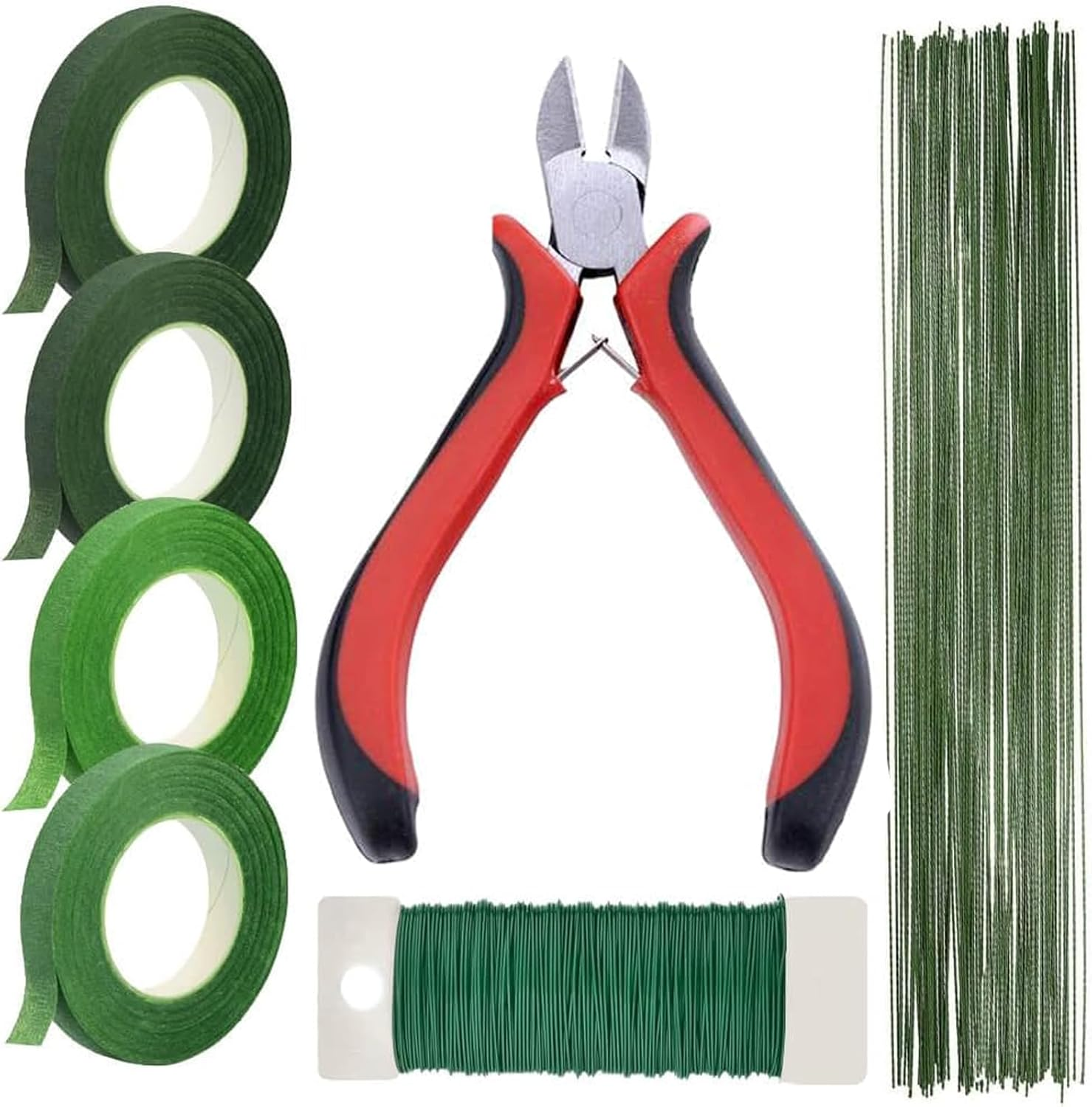 Floral Tape and Floral Wire Arrangement Tools Kit with Wire Cutter 26 Gauge Stem Wire and 22 Gauge Paddle Wire for Bouquet Stem Wrap Florist image number 2