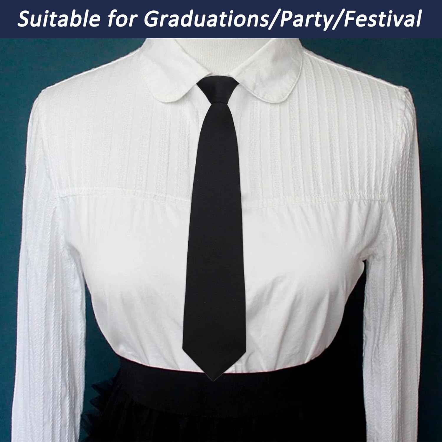 Mantieqingway Ties for Women, Pre-Tied Adjustable Girls/Boys Neckties for Uniforms, School, JK/JC Cosplay, T-Shirt Accessory - Khaki image number 4