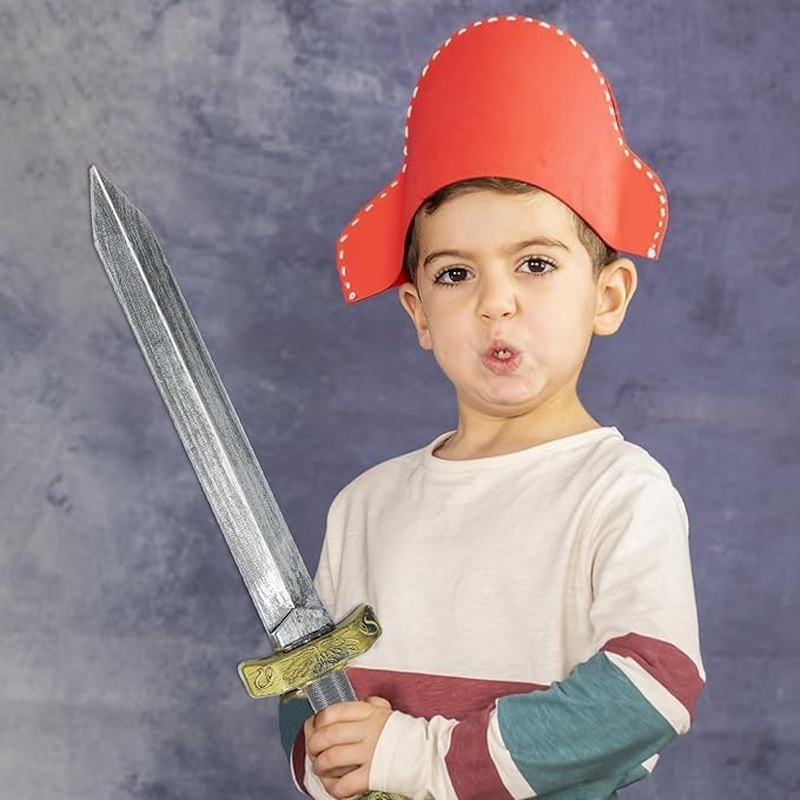 2Pcs Toy Sword,18.9" Plastic Roman Sword for Kids Boys Role-Play Accessory,Medieval Knight Toy,Halloween Cosplay,Props Silver image number 5