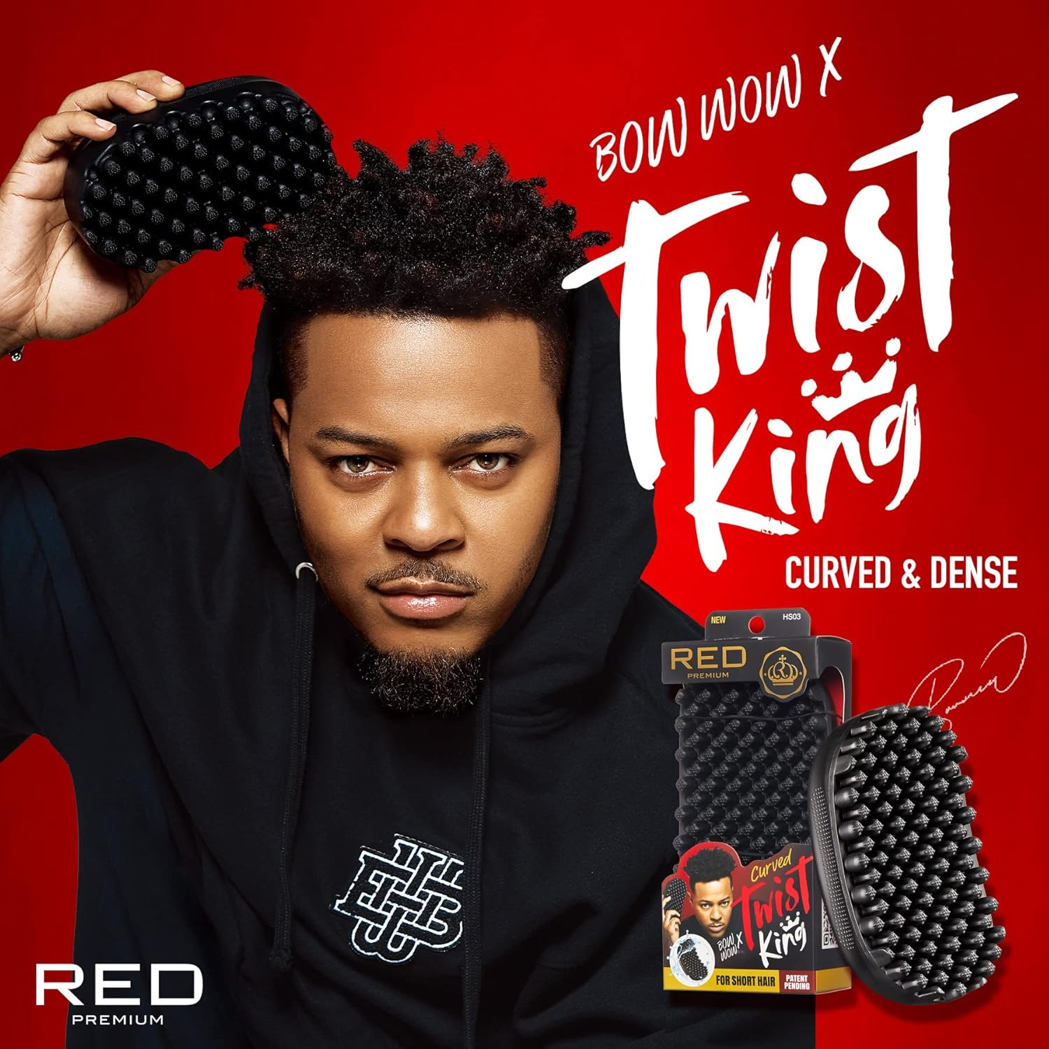 Red by Kiss Bow Wow X Twist King Luxury Twist Styler Washable, Durable, Crumb Free, Twist Brush for Afro Curl (Curved&Dense) image number 6