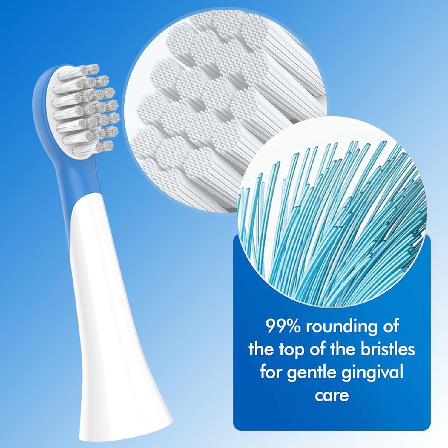 Kids Replacement Toothbrush Head Compatible with Philips Sonicare Kids Electric Toothbrush HX6321, HX6340, HX6032/94, HX6321, HX6042, 8 Pack Soft Brush Replacement Heads for 3+ Years Old Child - Blue