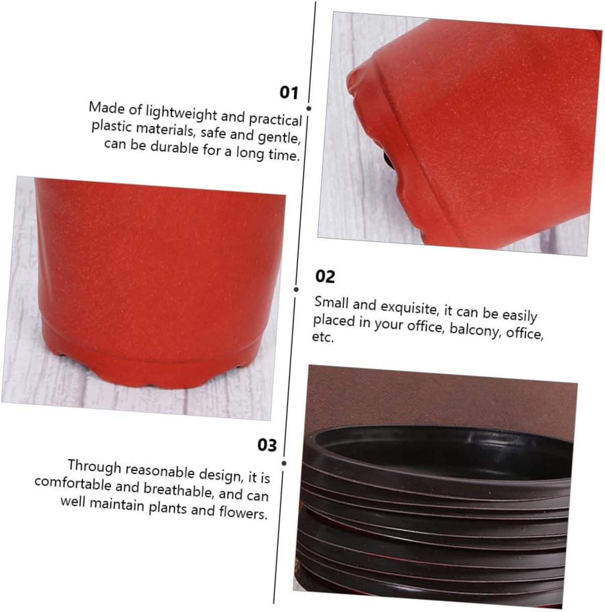 Toddmomy 20Pcs Plastic Flower Pot Planter Soft Plant Pots Drainage for Indoor Outdoor image number 6