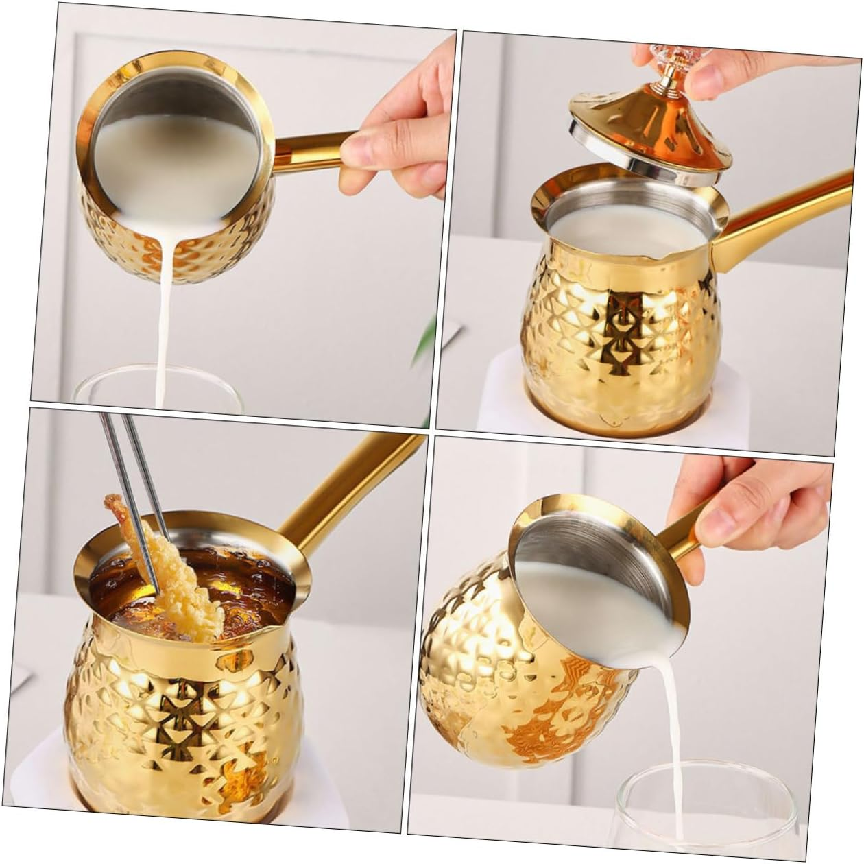 IMIKEYA Vintage Metal Turkish Coffee Pot Mocha Cup Espresso Pot for Stovetop Brew Turkish Tea Maker image number 4