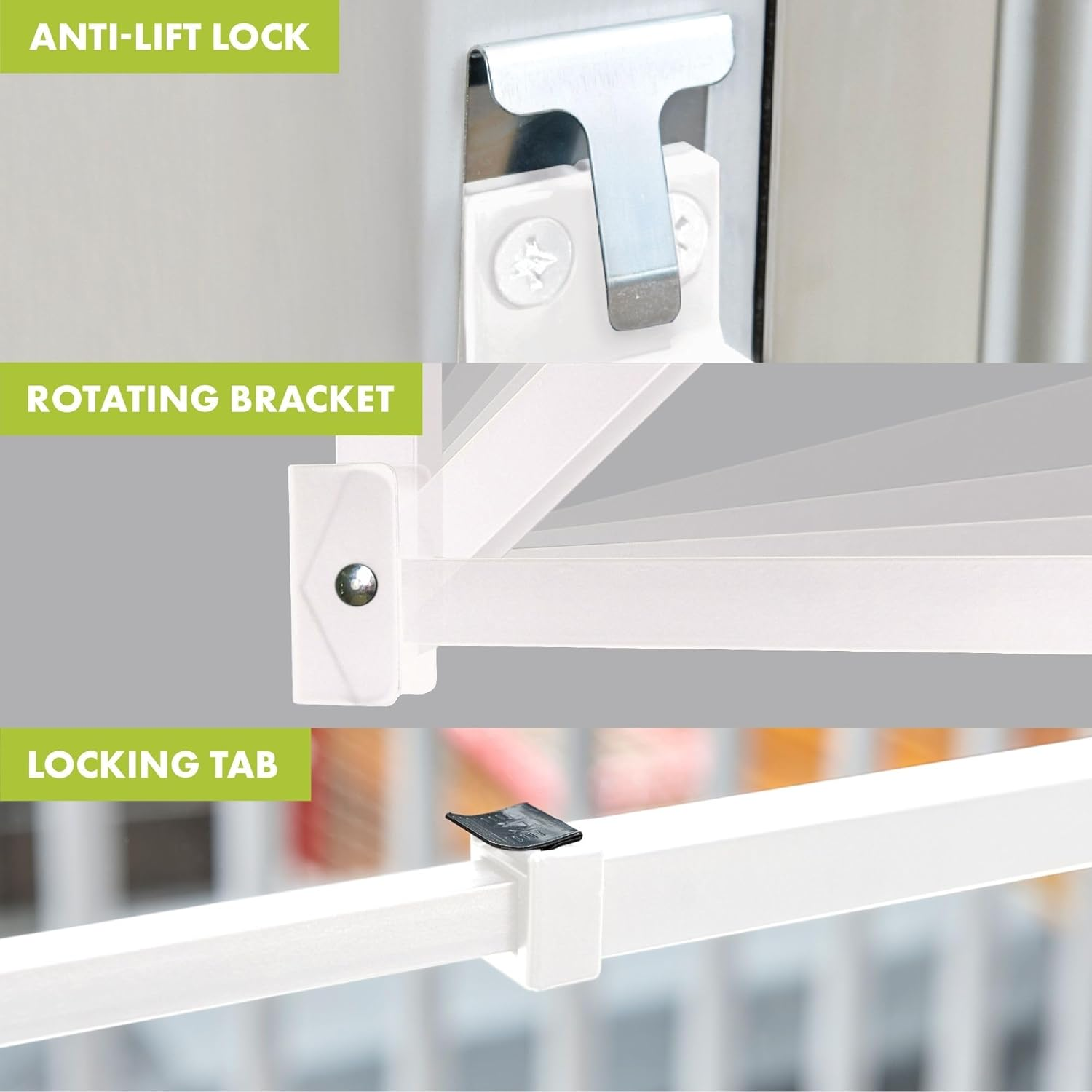 Ideal Security SK110 Patio Door Security Bar with Child-Proof Lock, Adjustable 25-48 Inches for Ventilation, White image number 3