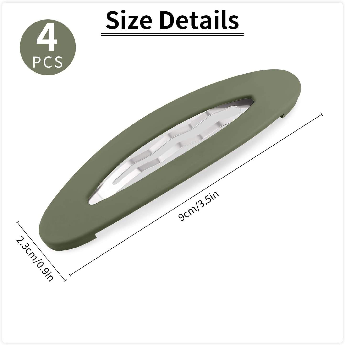 4PCS Large Snap Hair Clips Green Matte Hair Barrettes for Girls Women Hair Accessories (9CM) image number 5