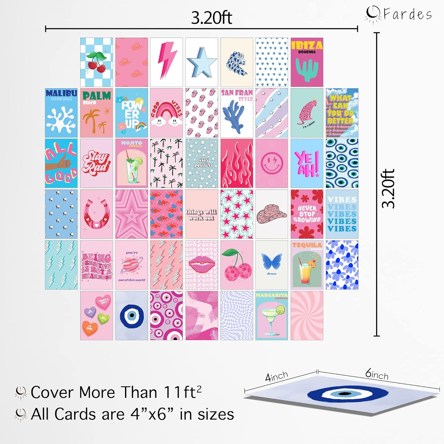 Preppy Room Decor Aesthetic Wall Collage Kit for Bedroom, Cute Posters, Teen Girls Trendy Stuff (50Pcs of 4X6Inch) image number 1