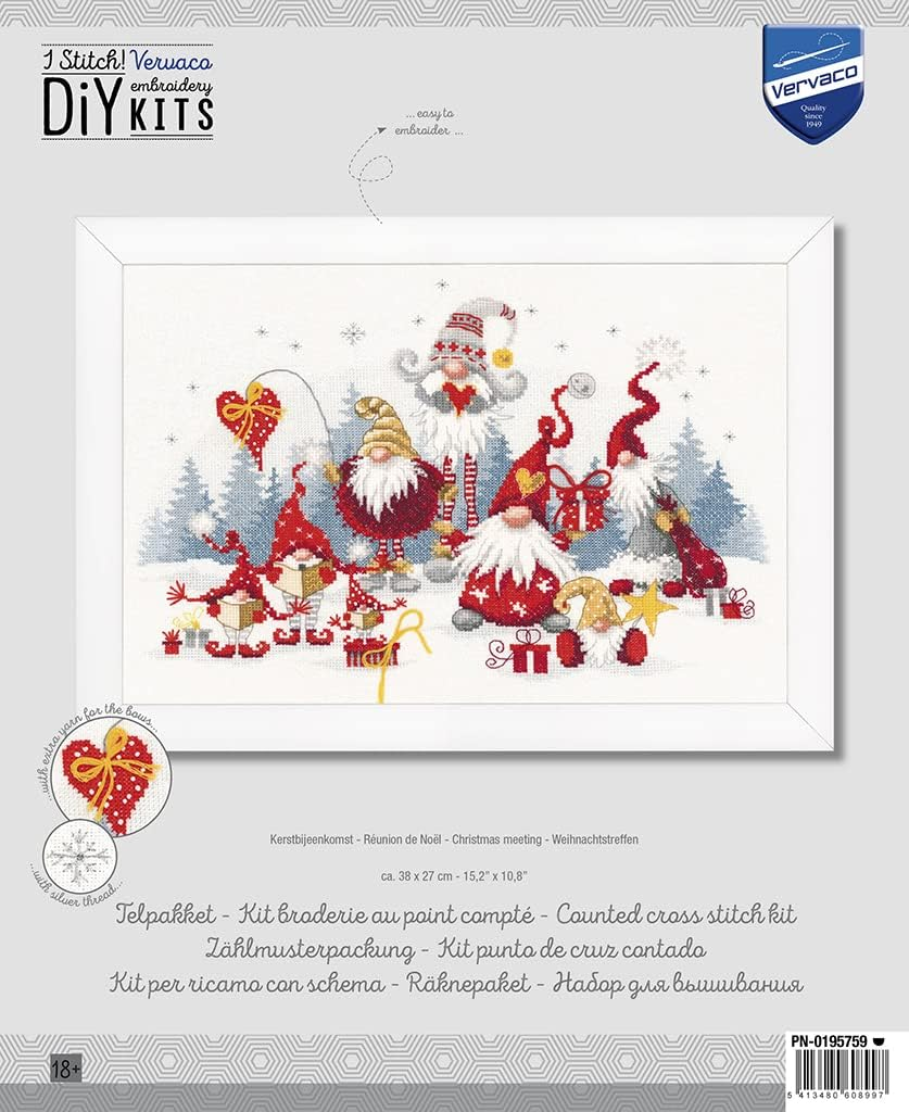 Vervaco Counted Cross Stitch Kit 15.2"X10.8"-Christmas Meeting (27 Count) -V0195759 image number 2
