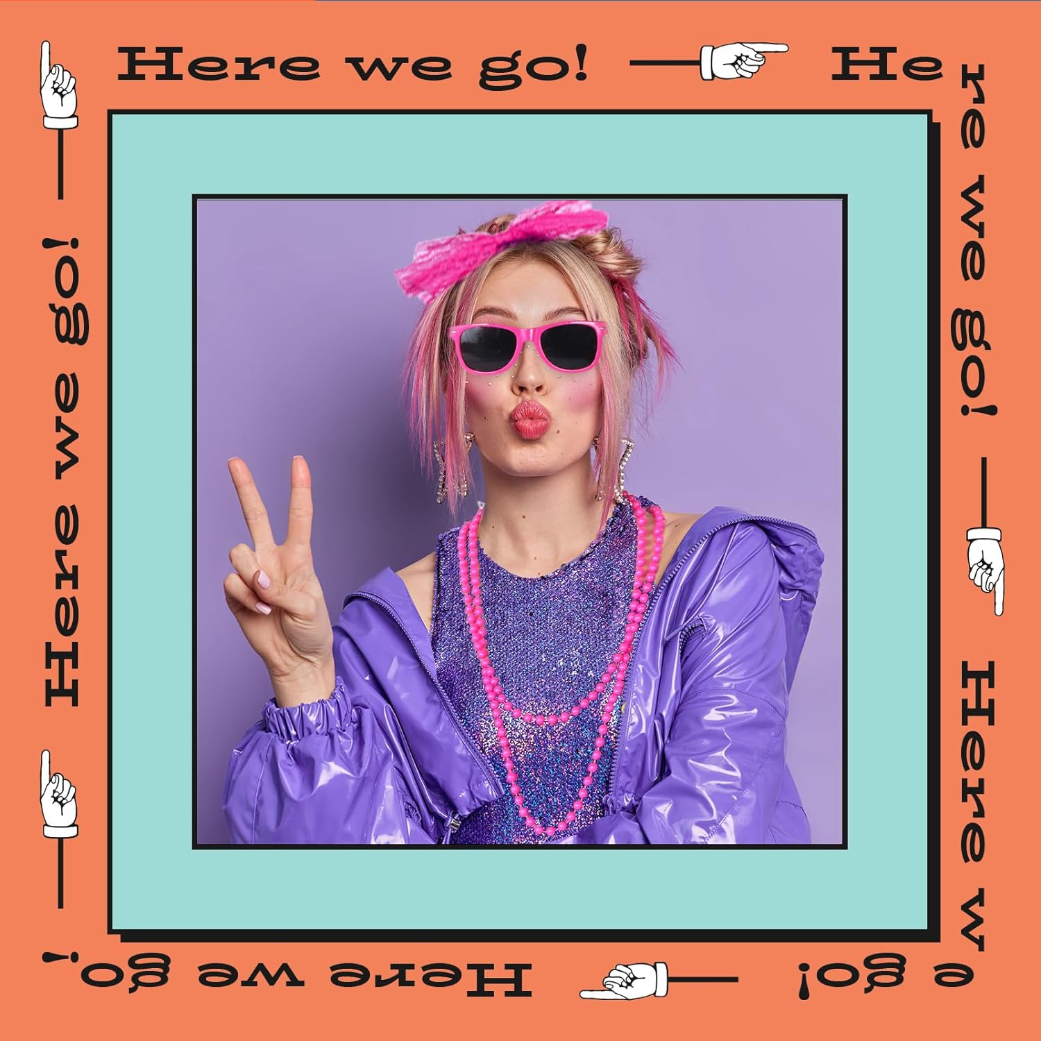 80S Fancy Dress for Women 80S Costume Accessories Set Lips Print T-Shirt Adult Tutu Skirt Lace Headband Neon Earrings Necklace Leg Warmers Fishnet Gloves Bracelet image number 5