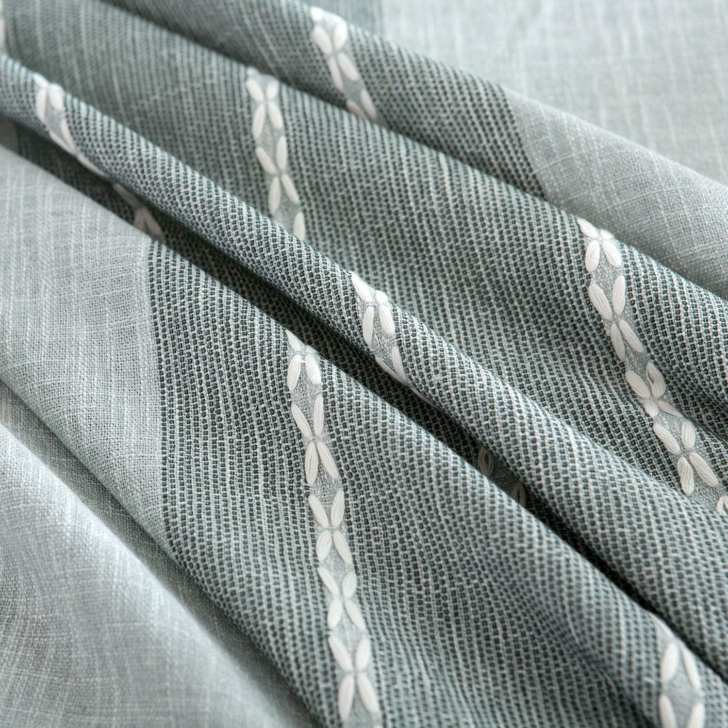 Colorbird Stitching Tassel Tablecloth Heavy Weight Cotton Linen Dust-Proof Table Cover for Kitchen Dinning Tabletop Decoration (Round, 60 Inch, Grey) image number 5