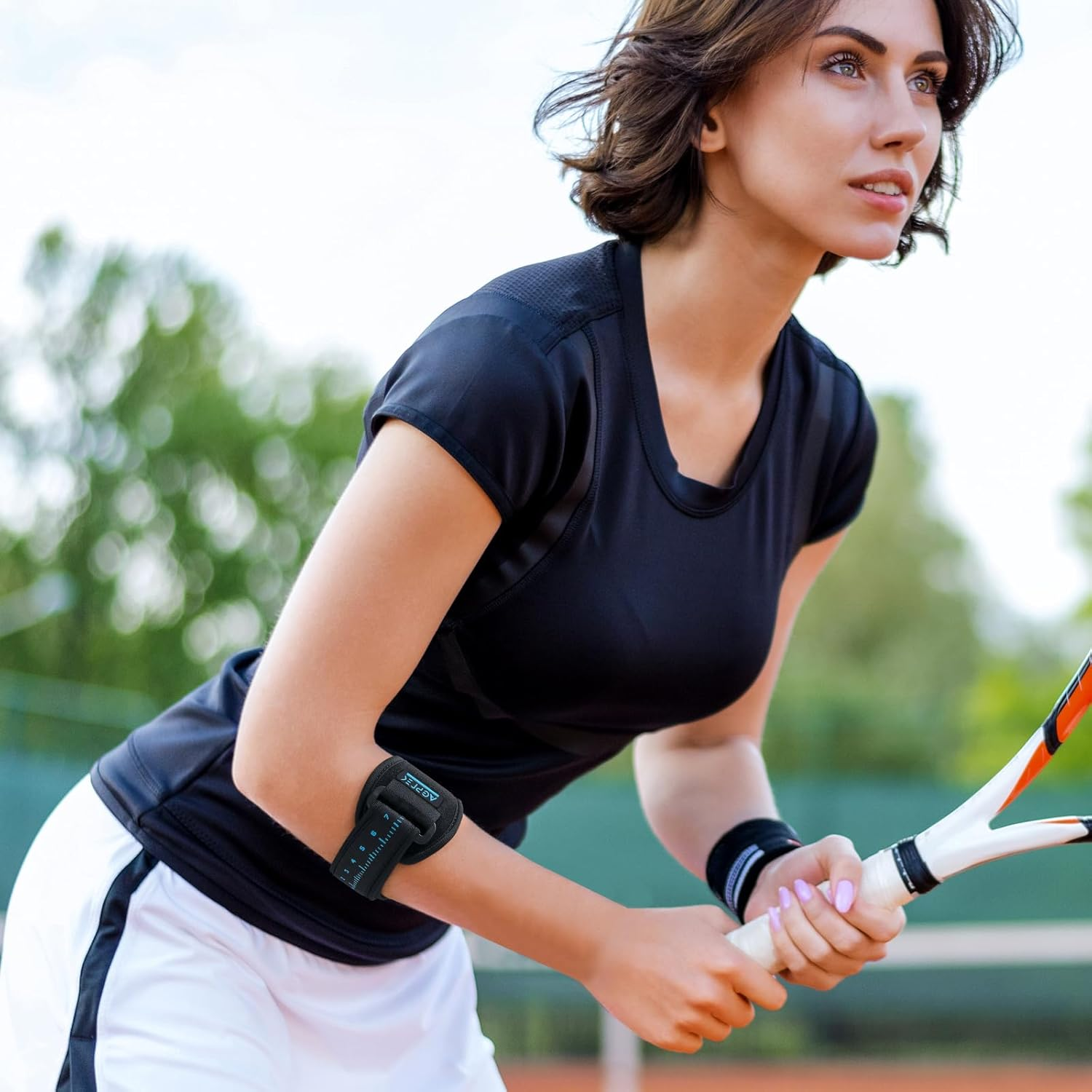 AGPTEK 3D Air Cushion Elbow Brace for Tendonitis and Tennis Elbow Pain Relief, Golfers Elbow Support Strap Counterforce Arm Band Epicondylitis Clasp with Compression Pad for Men & Women, 1 Pack (Blue) image number 1